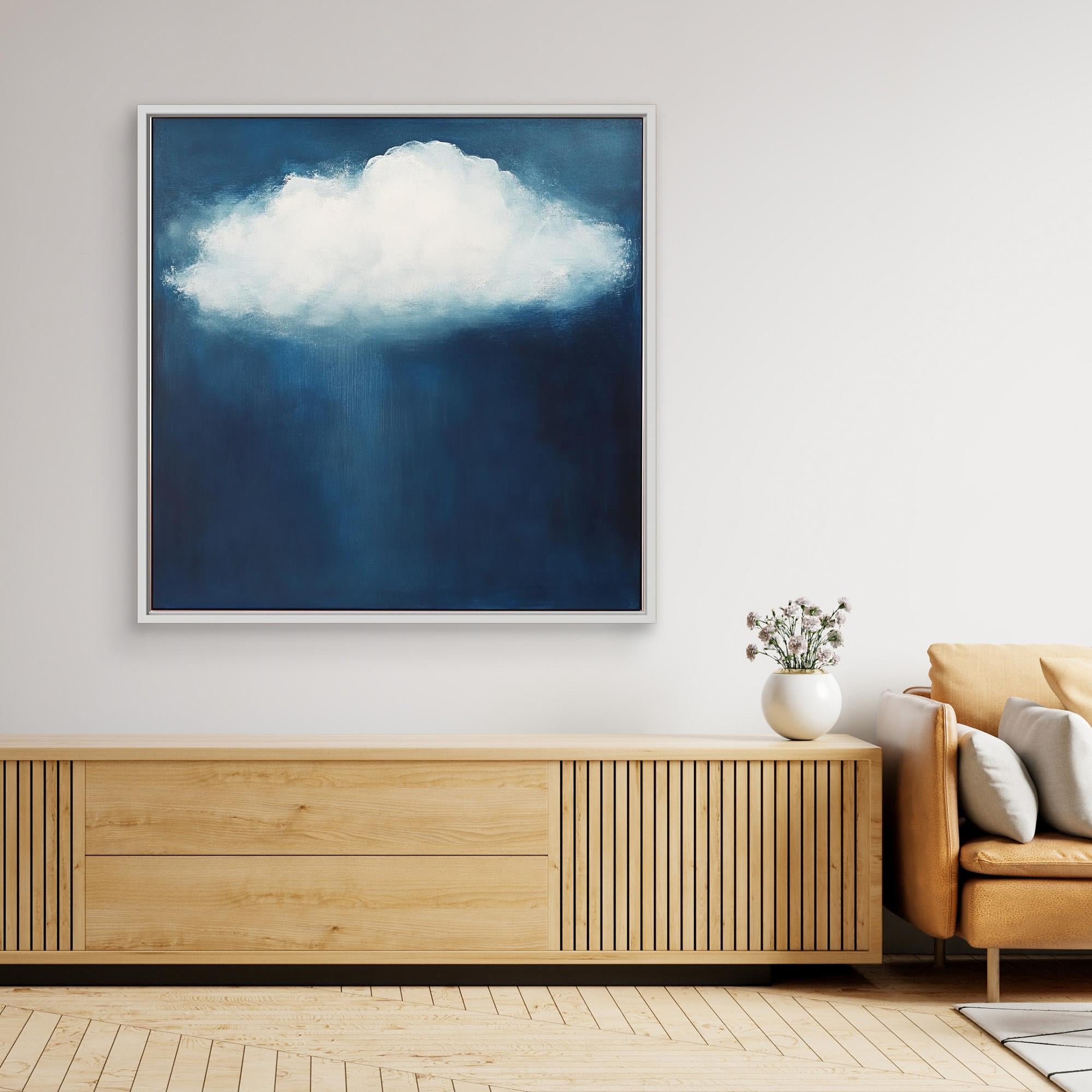 Canvas Print: Serenity Cloud - Dreamy Sky Wall Art modern abstract canvas wall art by Rossetti Art – luxury interior design artwork for living room, bedroom, office – blue and white art calming wall decor cloud wall art