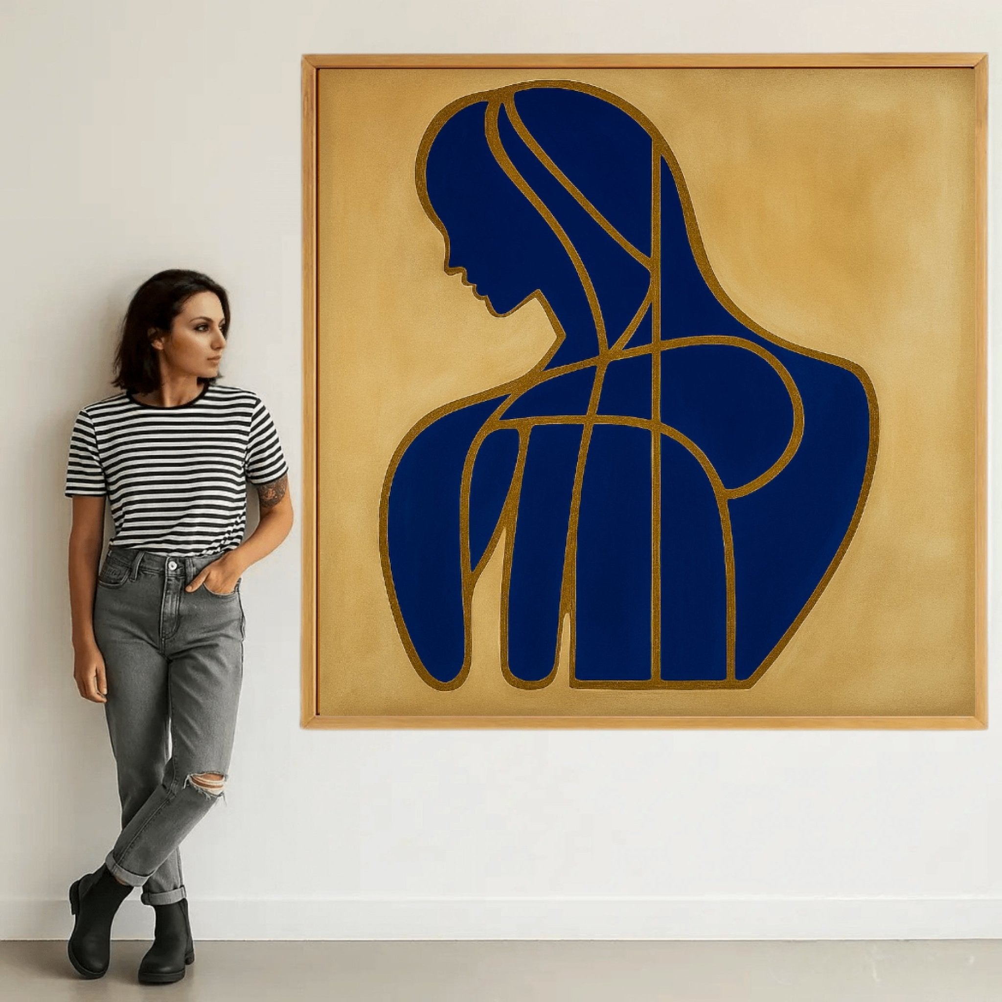 Canvas Print : Serenity Lines – Modern Female Silhouette Canvas Art - Chiara Rossetti