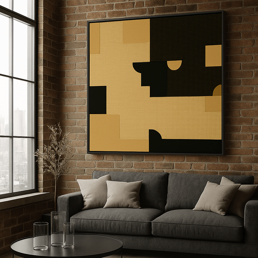 Canvas Print: Shadow Geometry – Modern Abstract Canvas Print | Minimalist Luxury Wall Art modern abstract canvas wall art by Rossetti Art – luxury interior design artwork for living room, bedroom, office – abstract wall art contemporary wall design framed abstract canvas