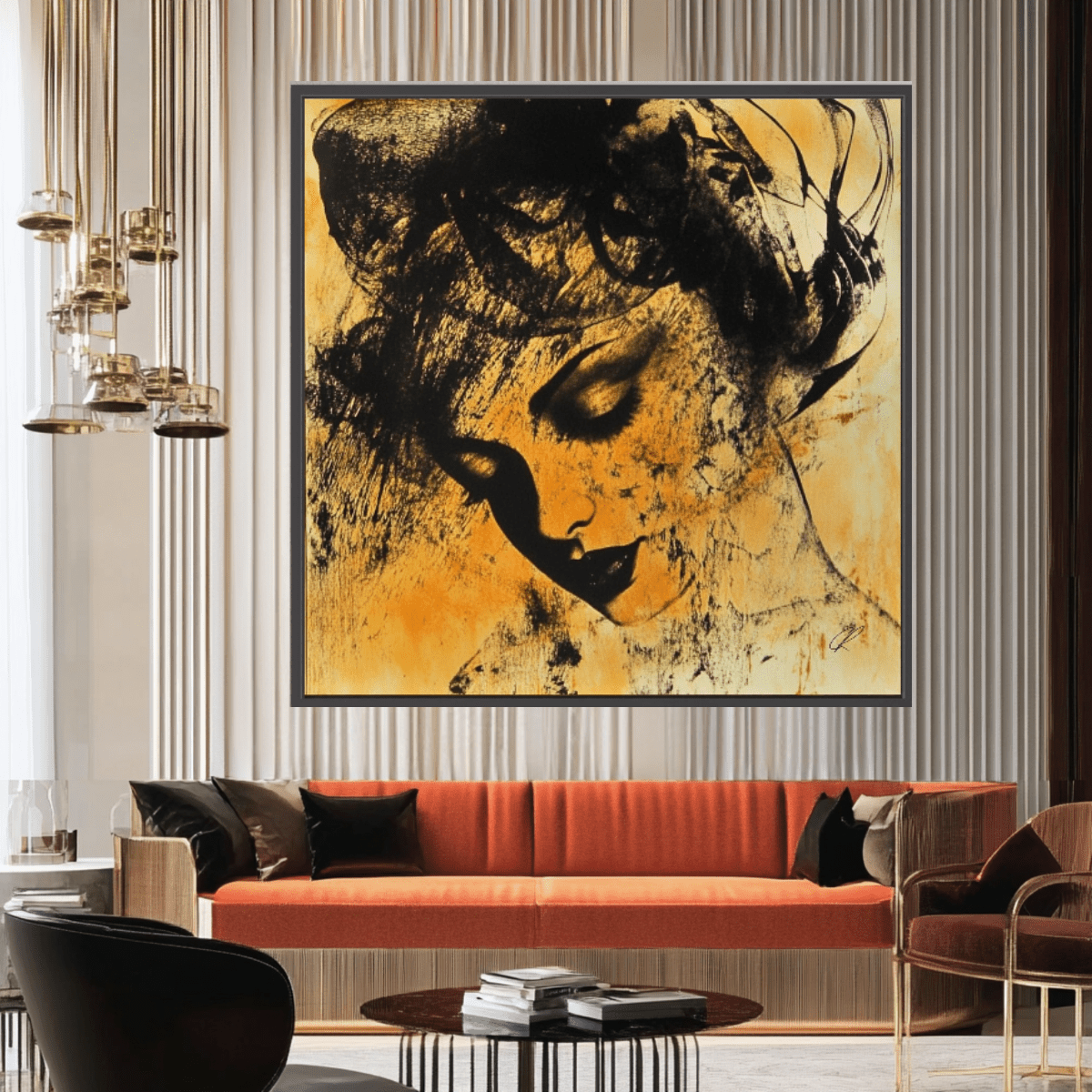 Canvas Print: Shadows of Her – Abstract Portrait Art modern abstract canvas wall art by Rossetti Art – luxury interior design artwork for living room, bedroom, office – Abstract portrait art Abstract portrait art by Chiara Rossetti