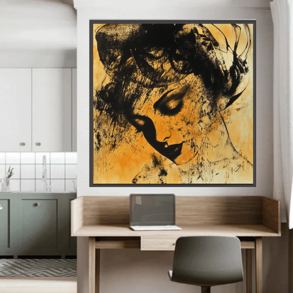 Canvas Print: Shadows of Her – Abstract Portrait Art modern abstract canvas wall art by Rossetti Art – luxury interior design artwork for living room, bedroom, office – Abstract portrait art Abstract portrait art by Chiara Rossetti