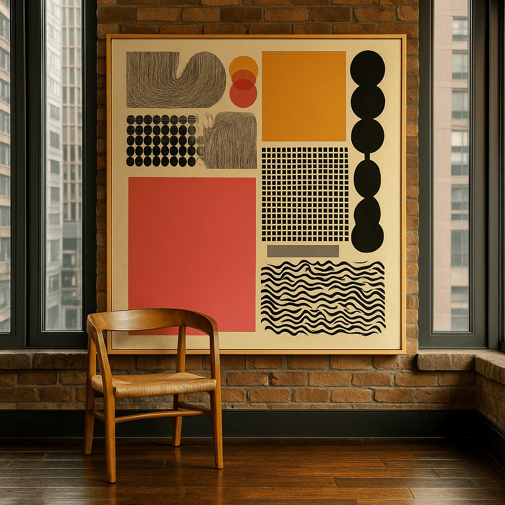 Canvas Print: Shapes Gone Wild – Abstract Geometric Wall Art for Modern Spaces modern abstract canvas wall art by Rossetti Art – luxury interior design artwork for living room, bedroom, office – abstract wall art bold geometric art contemporary wall design