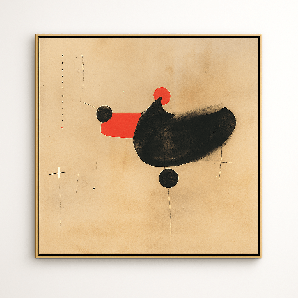 Canvas Print: Silent Geometry – Red and Black Minimalist Wall Art for Contemporary Interiors modern abstract canvas wall art by Rossetti Art – luxury interior design artwork for living room, bedroom, office – abstract wall art canvas print art Chiara Rossetti