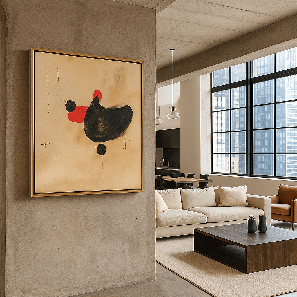 Canvas Print: Silent Geometry – Red and Black Minimalist Wall Art for Contemporary Interiors modern abstract canvas wall art by Rossetti Art – luxury interior design artwork for living room, bedroom, office – abstract wall art canvas print art Chiara Rossetti