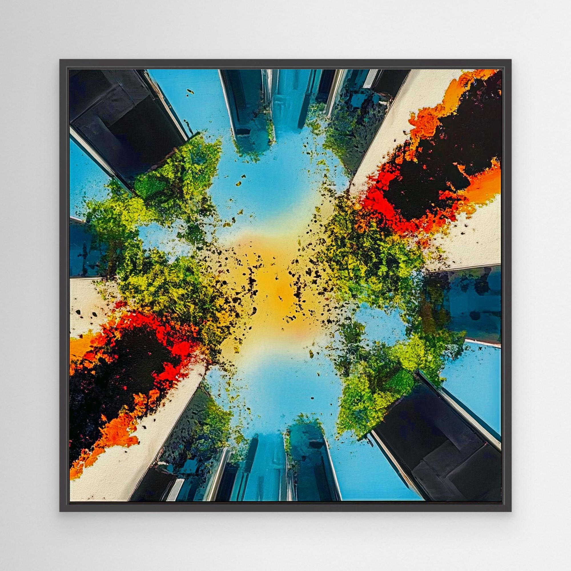 Canvas Print : Skyward Symphony - Abstract Urban Nature Art modern abstract canvas wall art by Rossetti Art – luxury interior design artwork for living room, bedroom, office – Abstract Cityscape Art Contemporary Canvas Art Skyward Symphony
