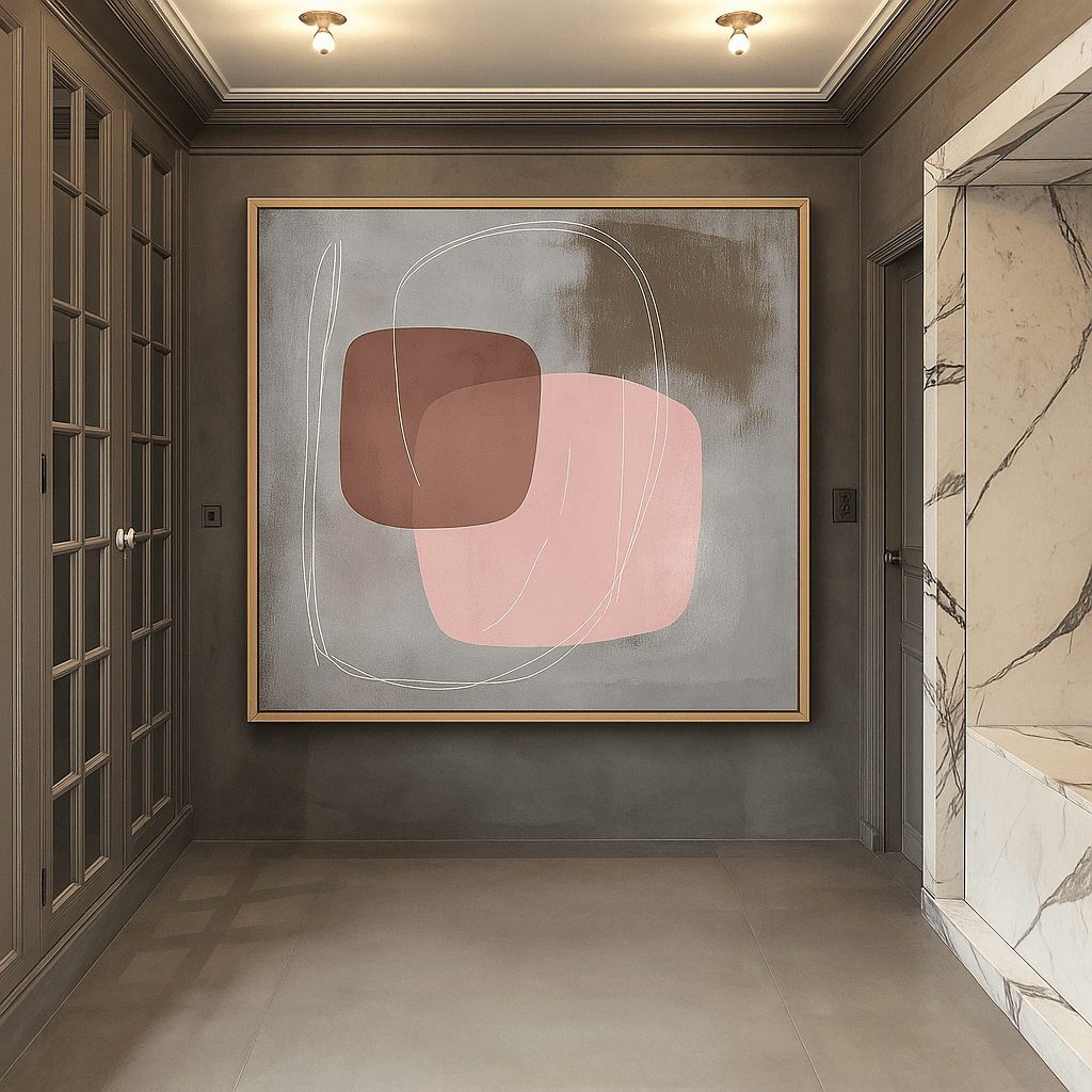 Canvas Print: "Soft Harmony" - Abstract Painting Minimalist modern abstract canvas wall art by Rossetti Art – luxury interior design artwork for living room, bedroom, office – Contemporary Minimalism Modern Serene Art Neutral Wall Art