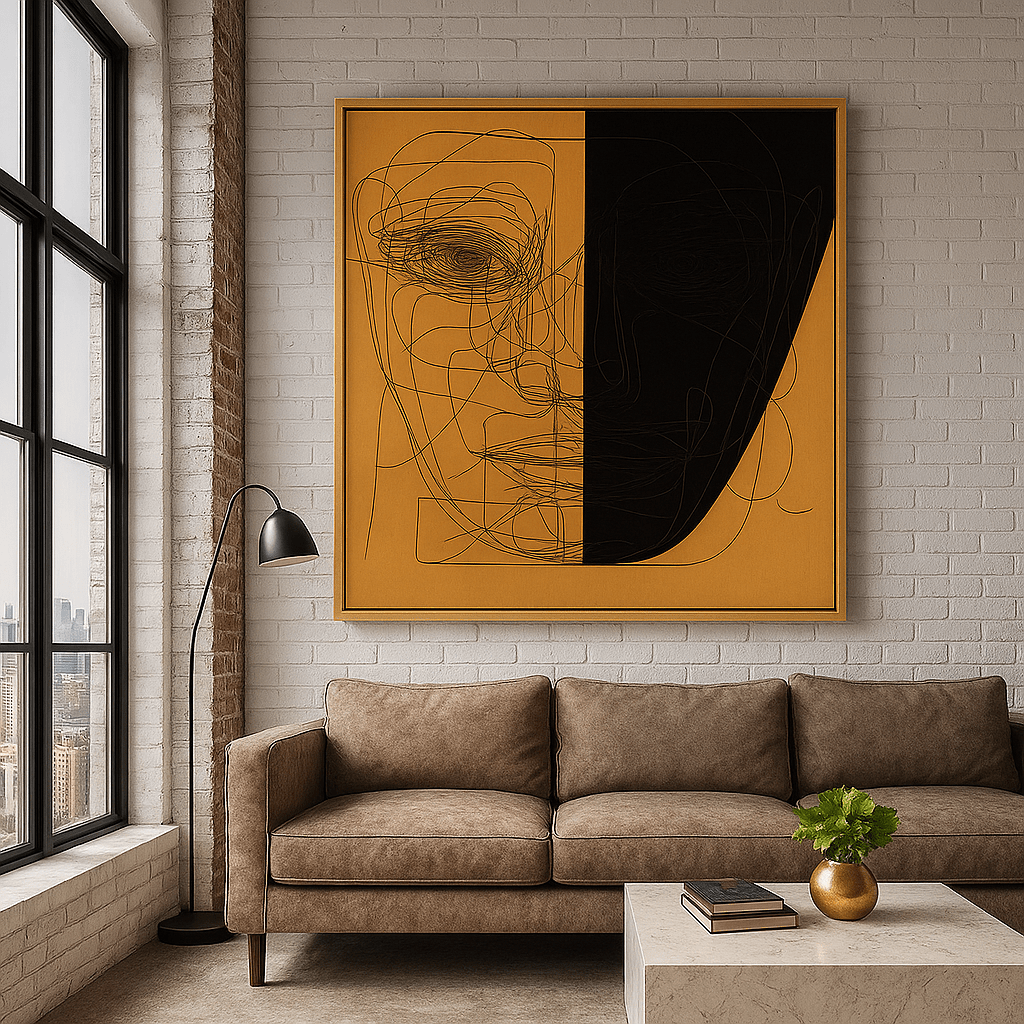 Canvas Print: Split Line Face Canvas Art – Abstract Minimalist Portrait Print - Chiara Rossetti