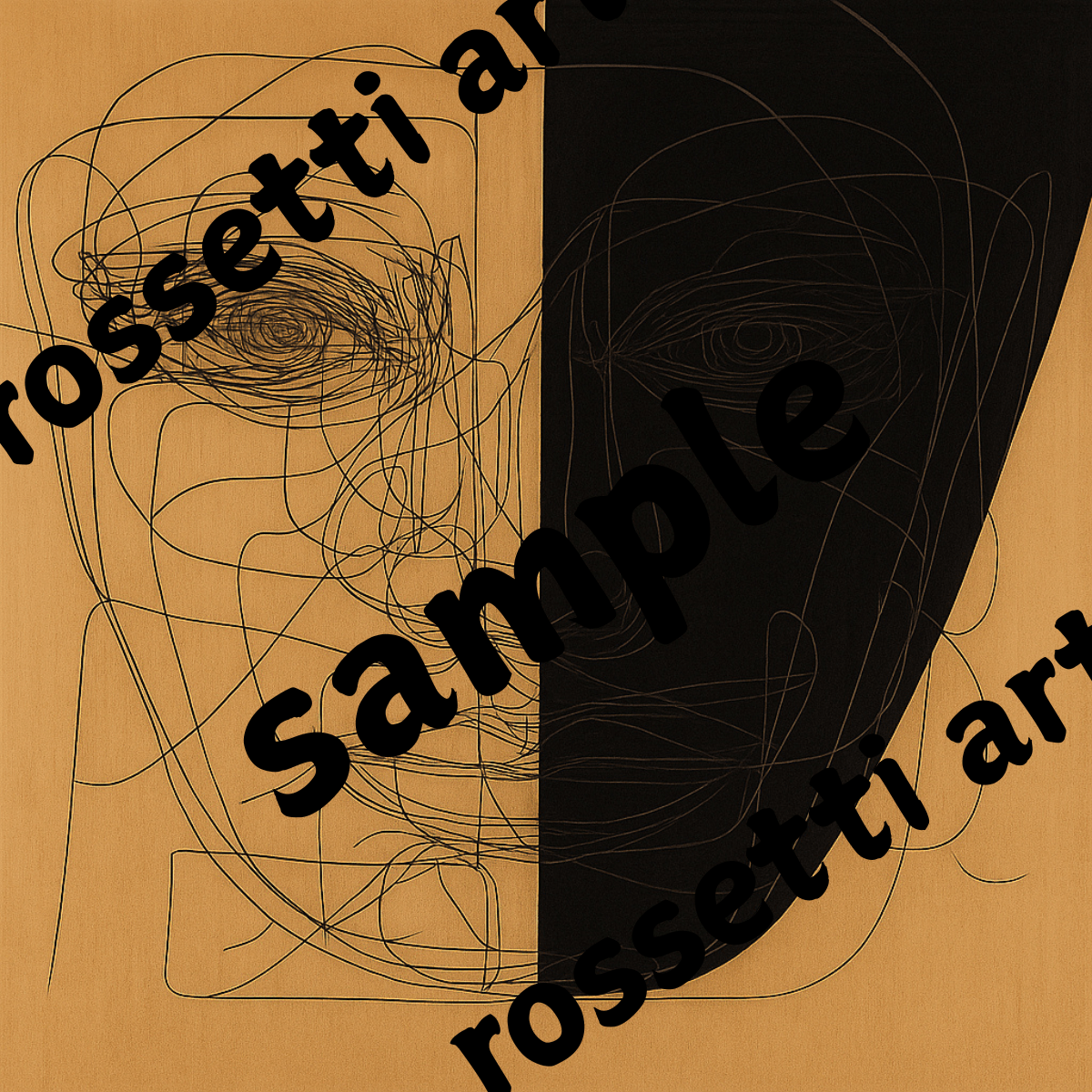 Canvas Print: Split Line Face Canvas Art – Abstract Minimalist Portrait Print - Chiara Rossetti