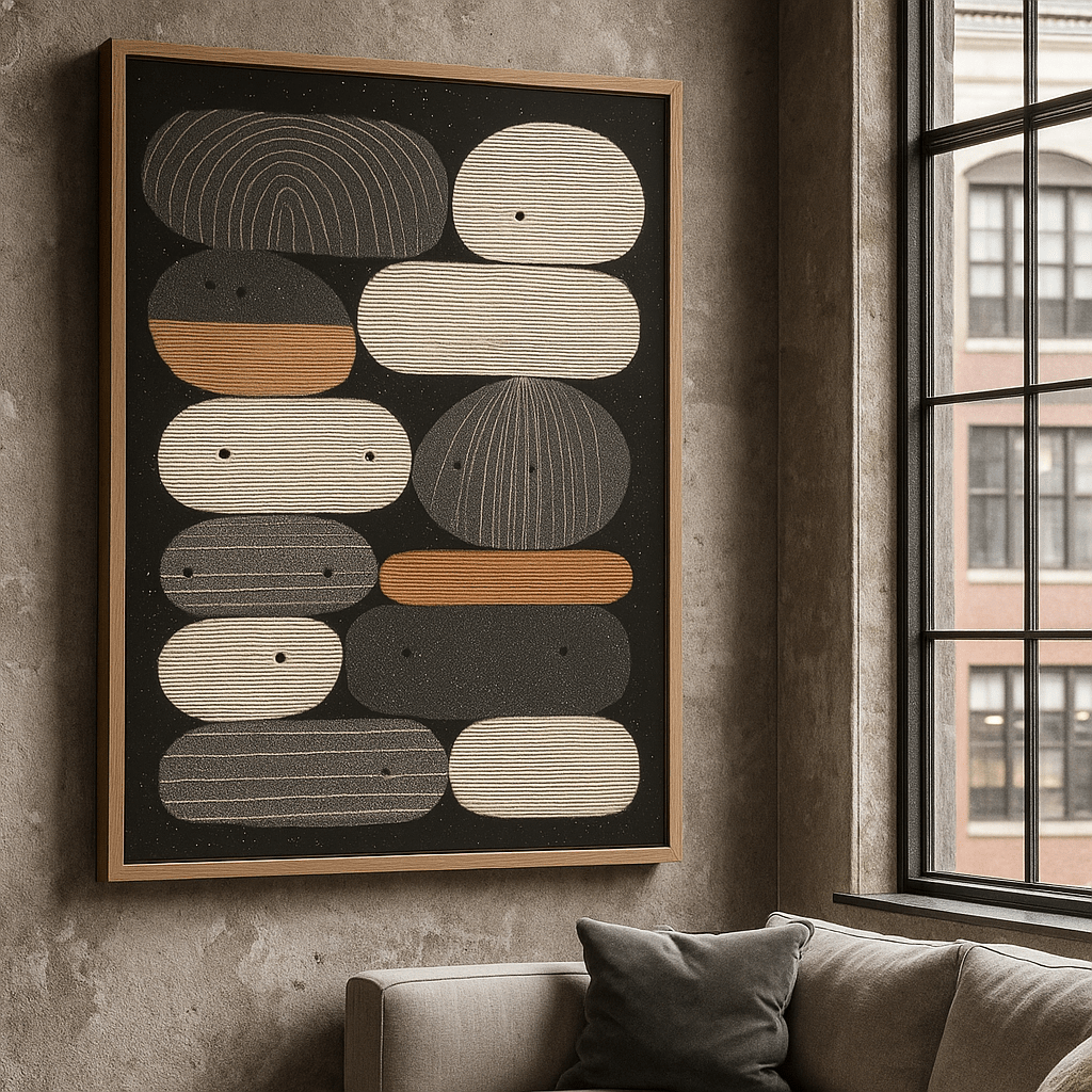 Canvas Print : Stacked Harmony – Geometric Canvas in Earth & Terracotta Tones - Chiara Rossetti