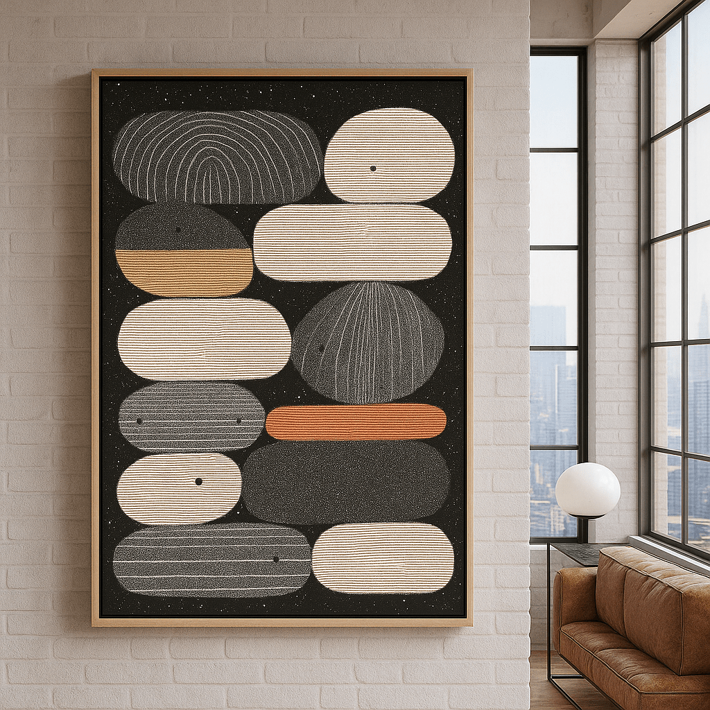 Canvas Print : Stacked Harmony – Geometric Canvas in Earth & Terracotta Tones - Chiara Rossetti