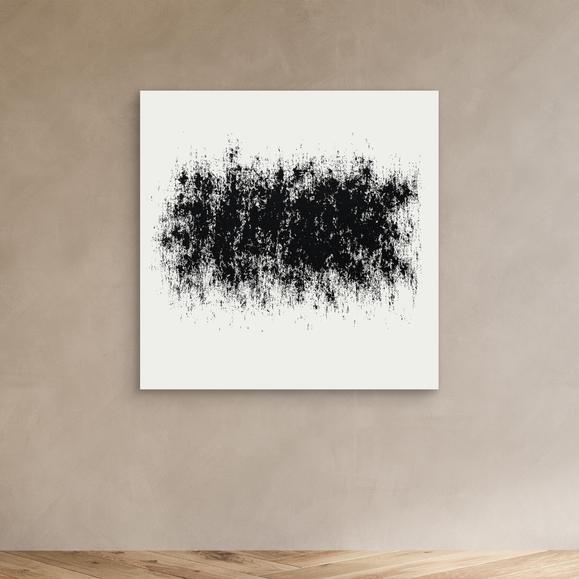 Canvas Print: Static Silence – Black & White Minimalist Abstract Art modern abstract canvas wall art by Rossetti Art – luxury interior design artwork for living room, bedroom, office – Abstract Monochrome Art Brutalist Interior Art High Contrast Canvas