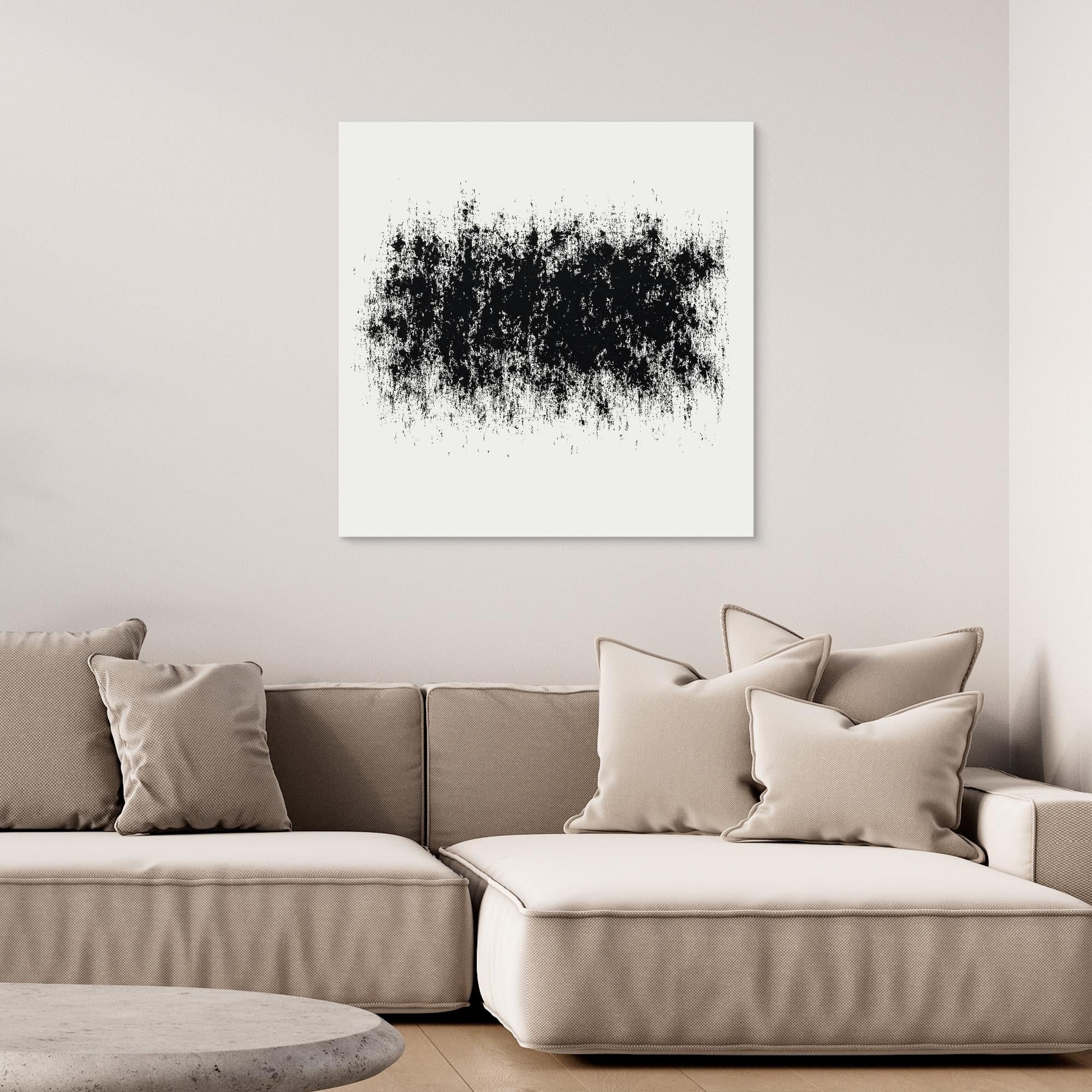 Canvas Print: Static Silence – Black & White Minimalist Abstract Art modern abstract canvas wall art by Rossetti Art – luxury interior design artwork for living room, bedroom, office – Abstract Monochrome Art Brutalist Interior Art High Contrast Canvas