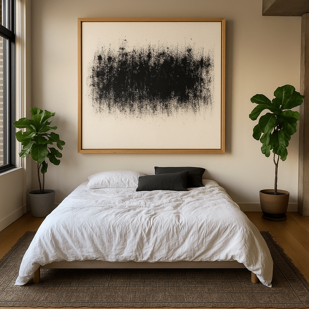Canvas Print: Static Silence – Black & White Minimalist Abstract Art modern abstract canvas wall art by Rossetti Art – luxury interior design artwork for living room, bedroom, office – Abstract Monochrome Art Brutalist Interior Art High Contrast Canvas