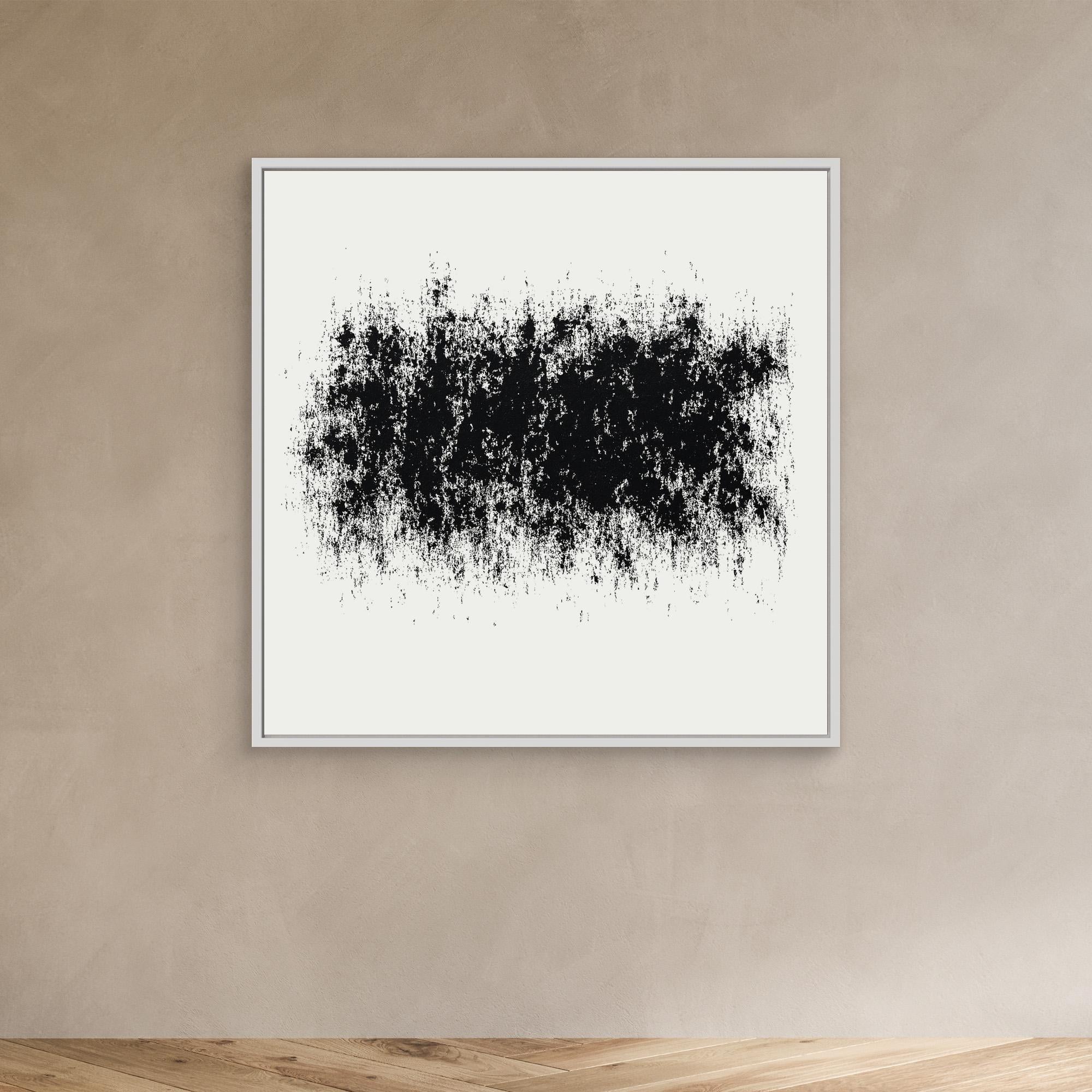 Canvas Print: Static Silence – Black & White Minimalist Abstract Art modern abstract canvas wall art by Rossetti Art – luxury interior design artwork for living room, bedroom, office – Abstract Monochrome Art Brutalist Interior Art High Contrast Canvas