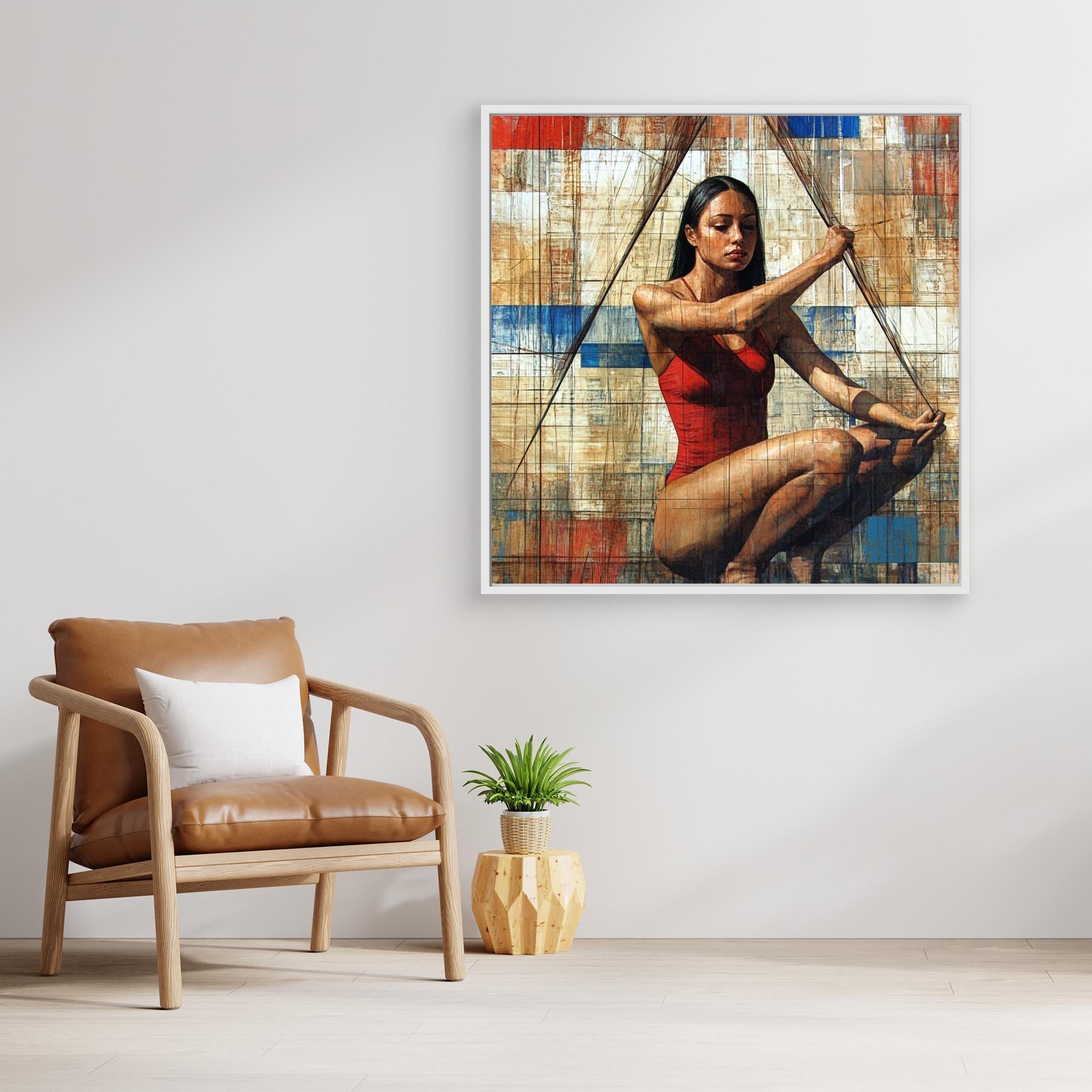 Canvas Print: "Strength in Balance" - Figurative Abstract Art modern abstract canvas wall art by Rossetti Art – luxury interior design artwork for living room, bedroom, office – Colorful woman portrait Contemporary Art for Sale contemporary art piece