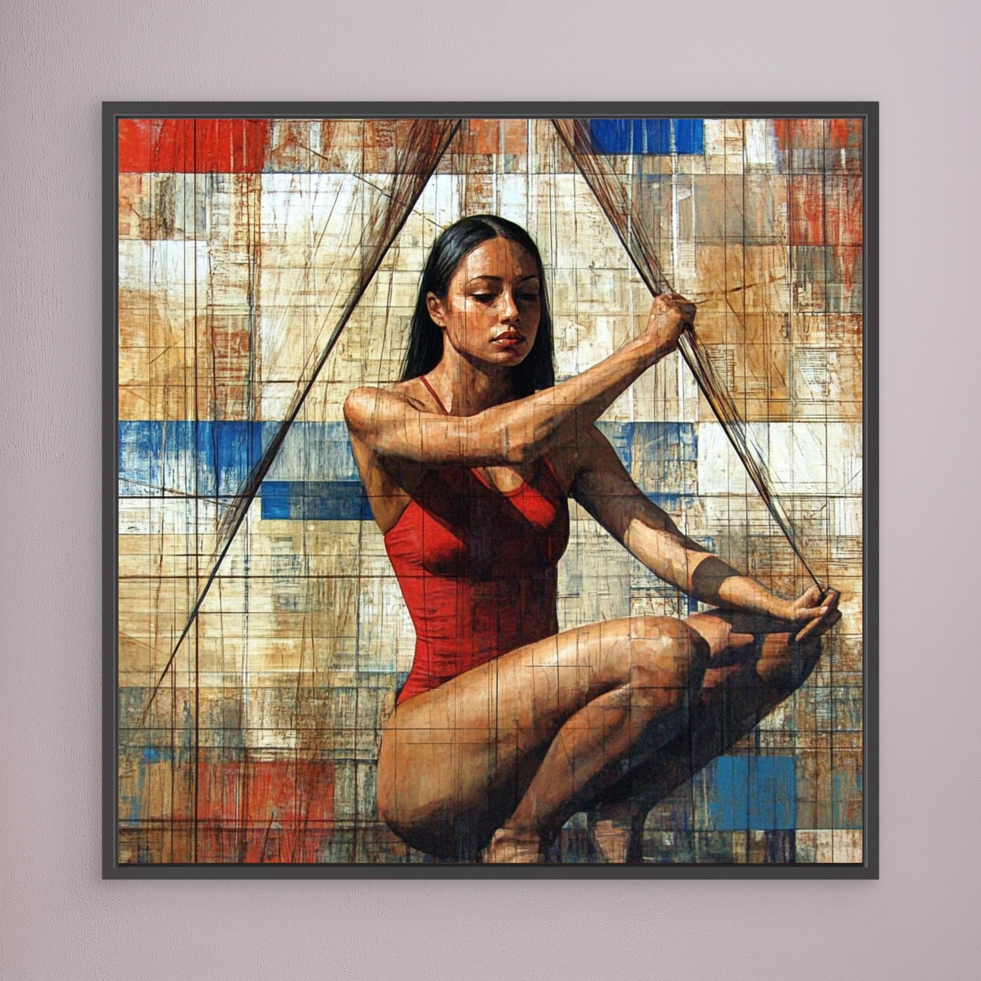 Canvas Print: "Strength in Balance" - Figurative Abstract Art modern abstract canvas wall art by Rossetti Art – luxury interior design artwork for living room, bedroom, office – Colorful woman portrait Contemporary Art for Sale contemporary art piece