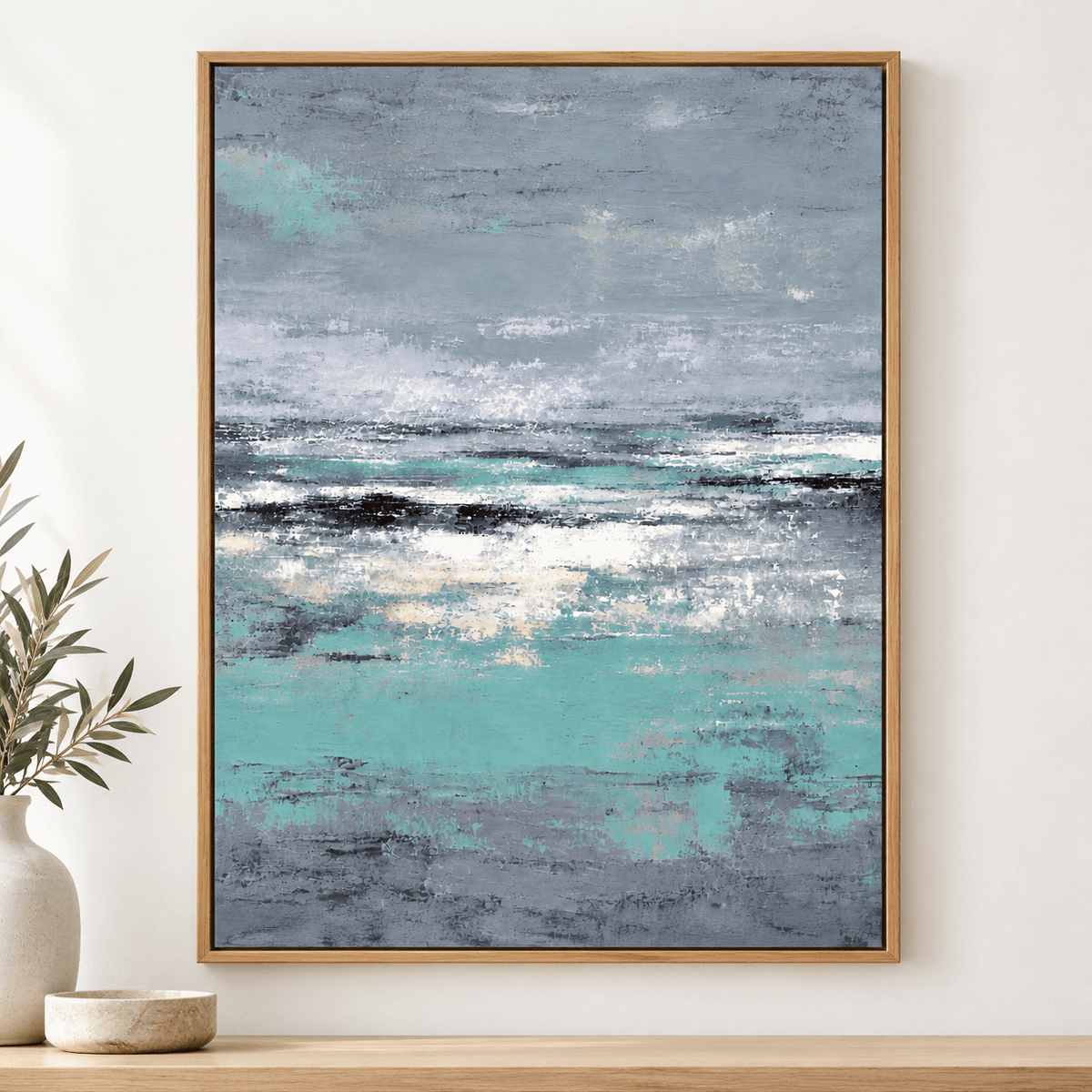 Teal and Gray Wall Art – Glass Tide by Rossetti Art