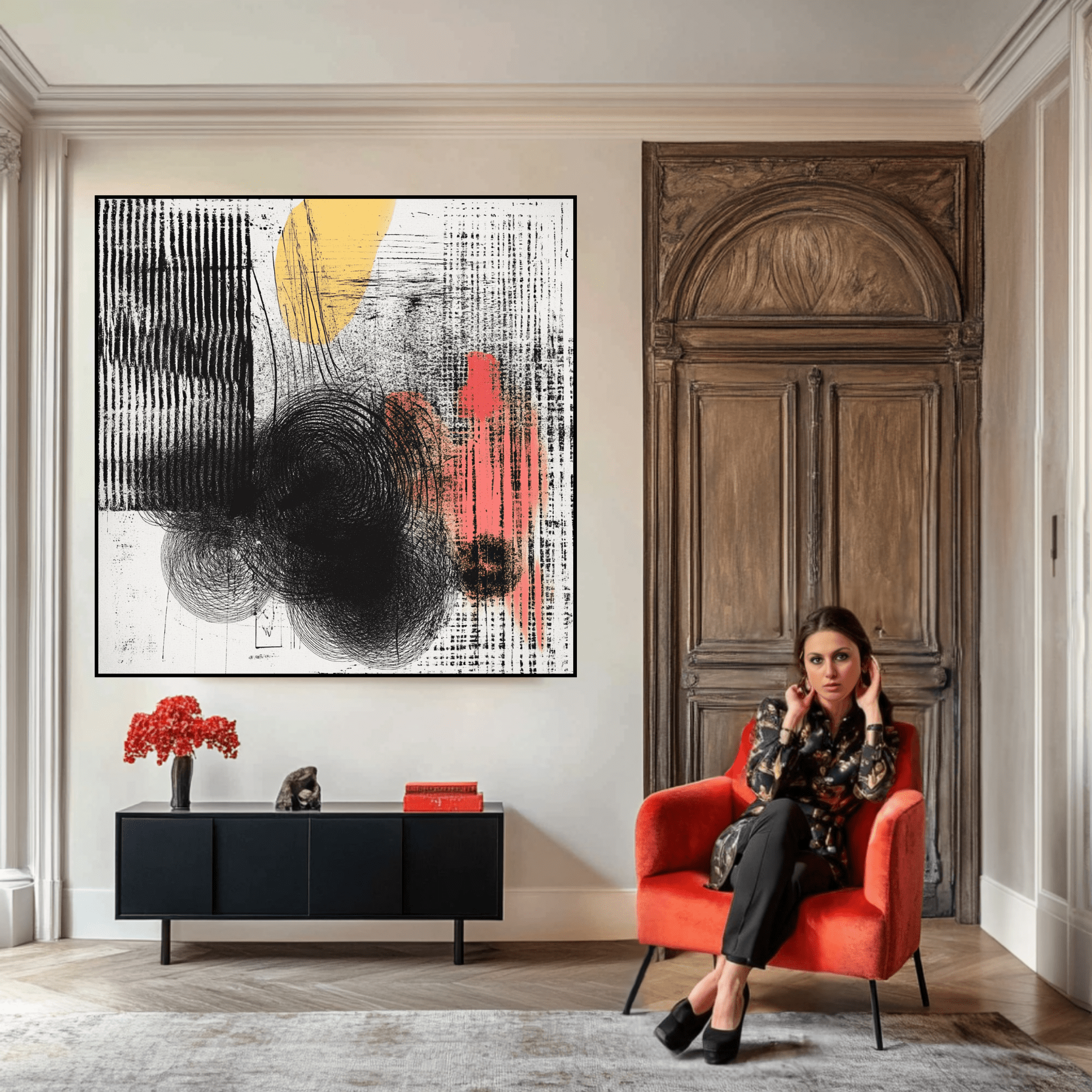 Canvas Print: "Textured Reflections - Modern Abstract Art" modern abstract canvas wall art by Rossetti Art – luxury interior design artwork for living room, bedroom, office – Textured Abstract Art