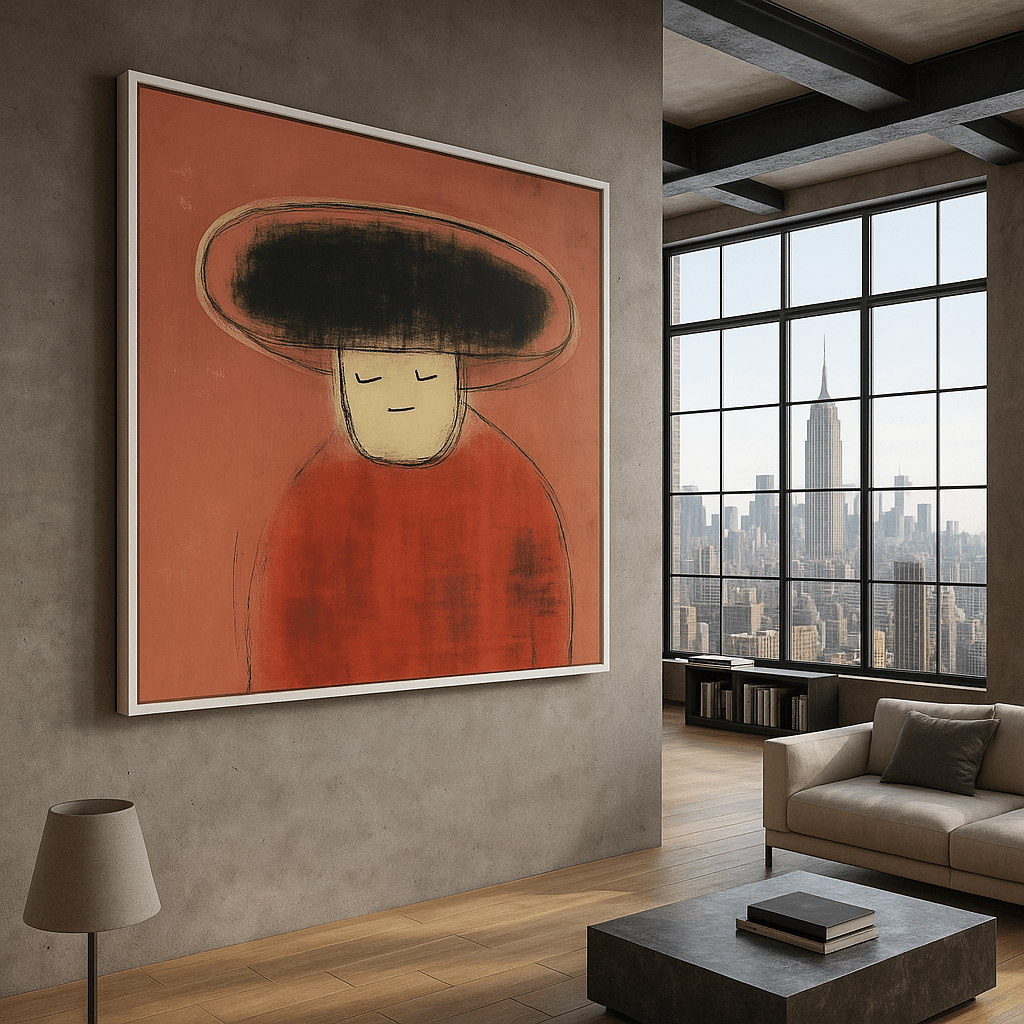 Canvas Print : "The Dreamer in Red" - Figurative Minimalist Wall Art - Chiara Rossetti