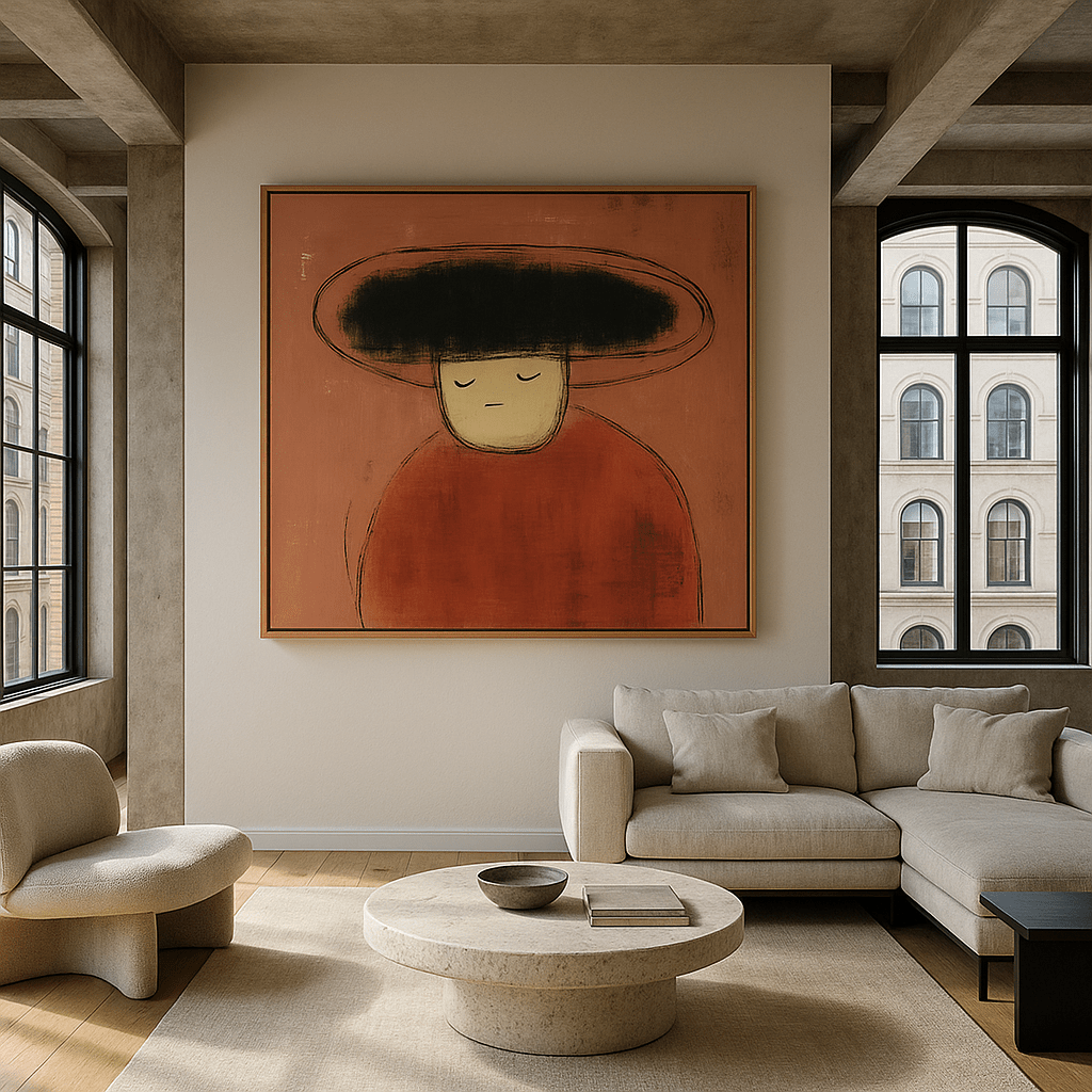 Canvas Print : "The Dreamer in Red" - Figurative Minimalist Wall Art - Chiara Rossetti