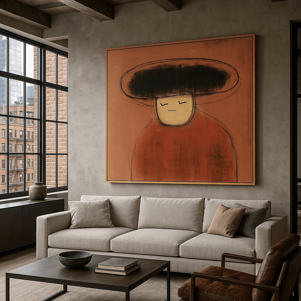 Canvas Print : "The Dreamer in Red" - Figurative Minimalist Wall Art - Chiara Rossetti