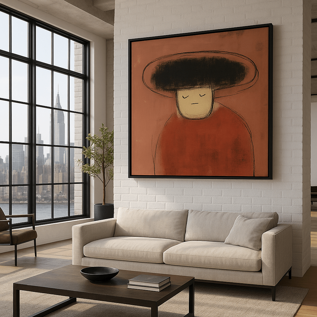 Canvas Print : "The Dreamer in Red" - Figurative Minimalist Wall Art - Chiara Rossetti