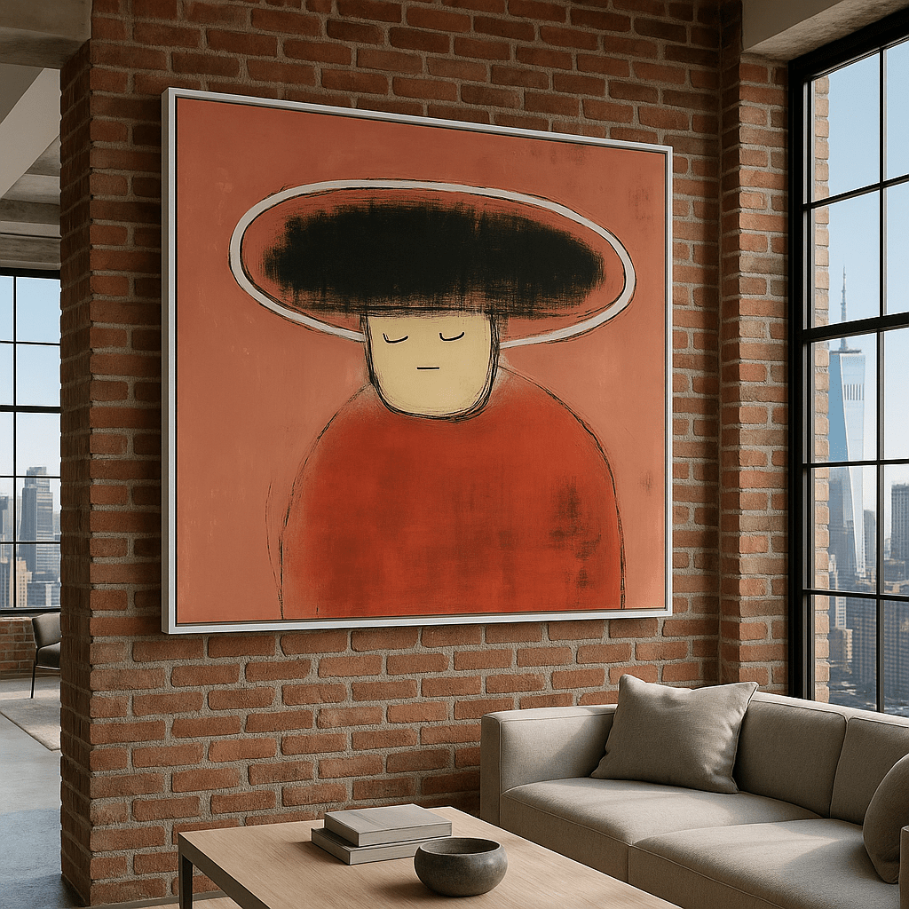 Canvas Print : "The Dreamer in Red" - Figurative Minimalist Wall Art - Chiara Rossetti