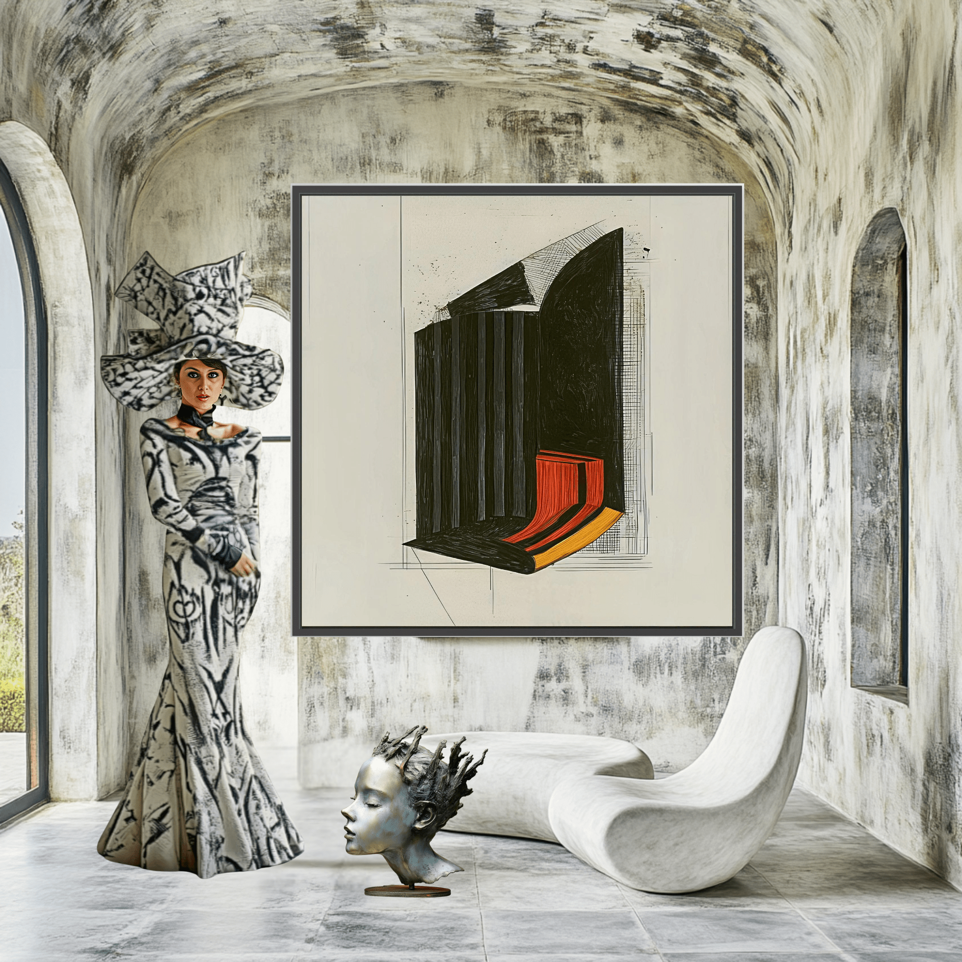 Canvas Print: The Obsidian Flow - Modern Abstract Art modern abstract canvas wall art by Rossetti Art – luxury interior design artwork for living room, bedroom, office – Abstract Art Prints Abstract Canvas Print Abstract Home Decor