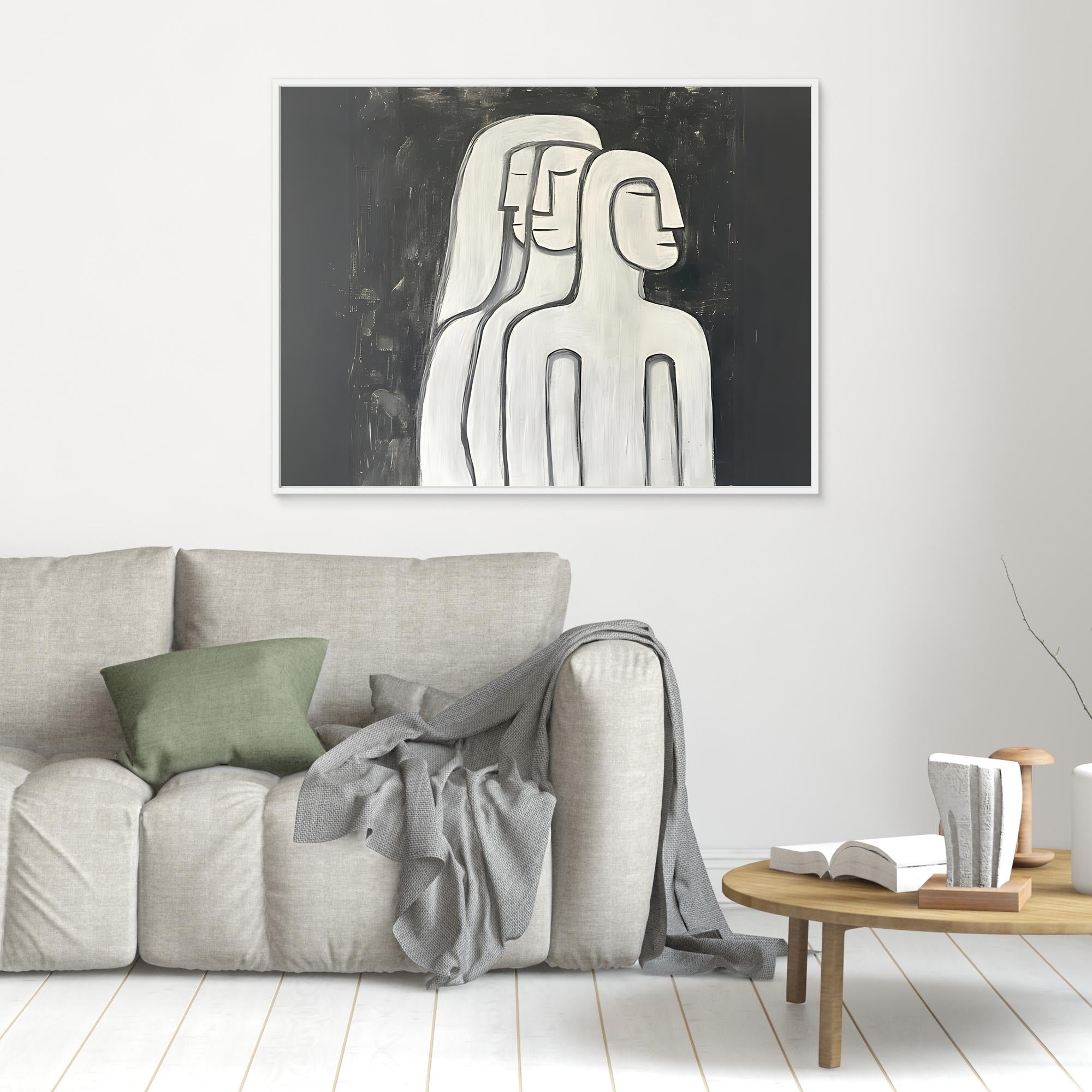 Canvas Print: The Silent Trio – Minimalist Black & White Art modern abstract canvas wall art by Rossetti Art – luxury interior design artwork for living room, bedroom, office – black & white wall canvas Black And White Art Black and white artwork