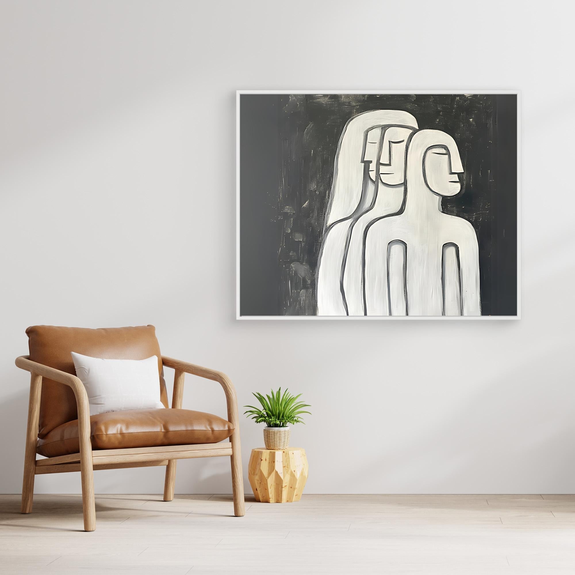 Canvas Print: The Silent Trio – Minimalist Black & White Art modern abstract canvas wall art by Rossetti Art – luxury interior design artwork for living room, bedroom, office – black & white wall canvas Black And White Art Black and white artwork