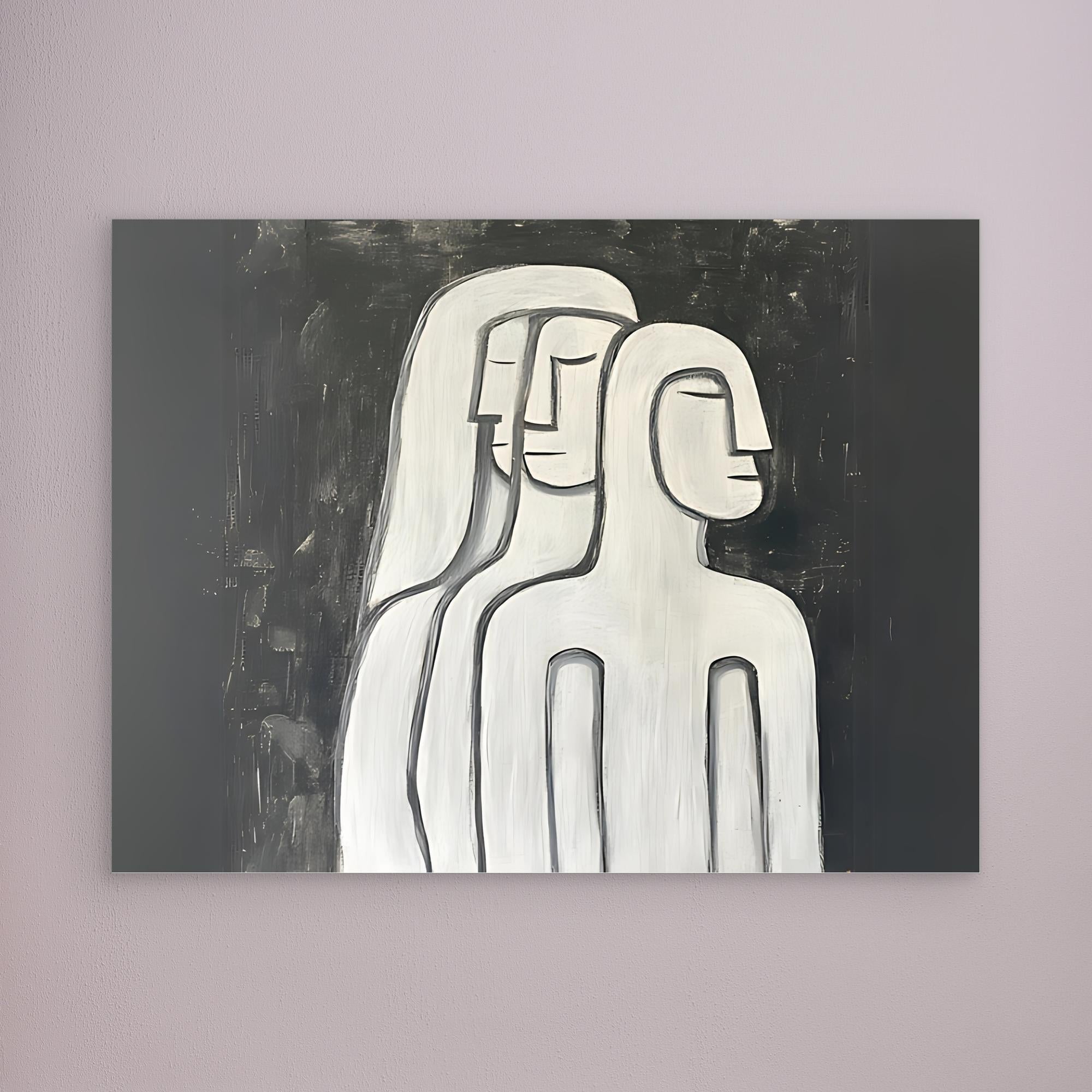 Canvas Print: The Silent Trio – Minimalist Black & White Art modern abstract canvas wall art by Rossetti Art – luxury interior design artwork for living room, bedroom, office – black & white wall canvas Black And White Art Black and white artwork