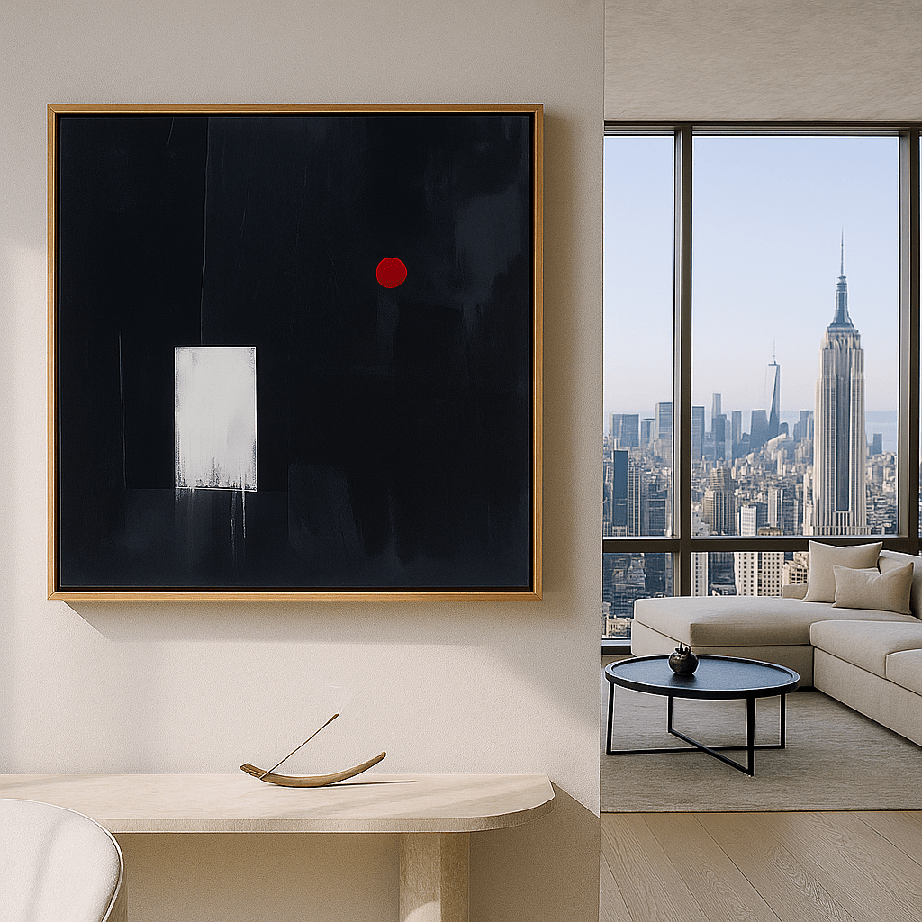 Canvas Print: Threshold of Light - Wabi - Sabi Black Abstract Canvas modern abstract canvas wall art by Rossetti Art – luxury interior design artwork for living room, bedroom, office – abstract wall art canvas print art Chiara Rossetti