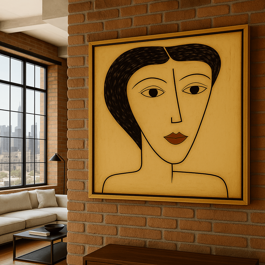 Canvas Print: Timeless Muse – Minimalist Abstract Portrait in Earth Tones modern abstract canvas wall art by Rossetti Art – luxury interior design artwork for living room, bedroom, office – Abstract Figurative Art Abstract figurative canvas print abstract figurative wall art
