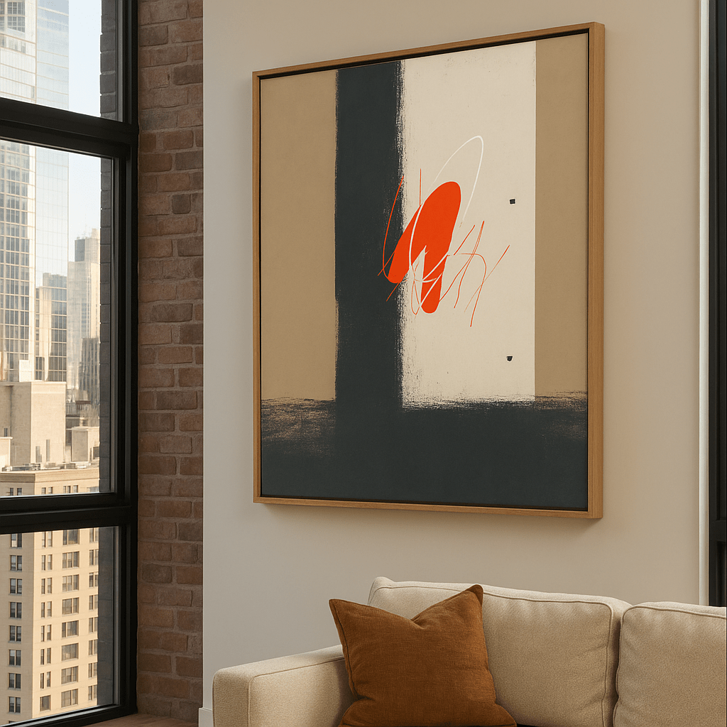 Canvas Print: Traces of Silence – Minimalist Abstract Canvas Print in Terracotta & Charcoal modern abstract canvas wall art by Rossetti Art – luxury interior design artwork for living room, bedroom, office – abstract wall art canvas print art Chiara Rossetti