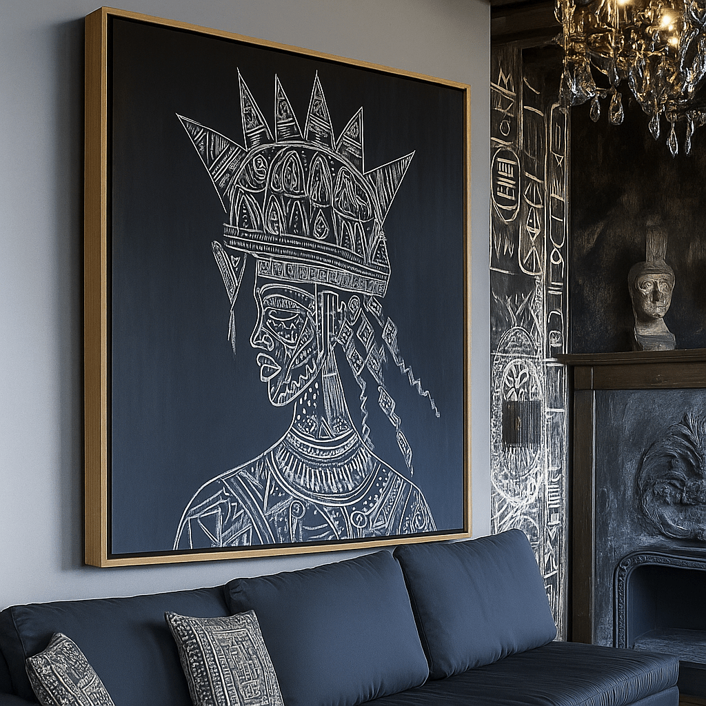 Canvas Print : Tribal African Portrait – African Portrait on Canvas modern abstract canvas wall art by Rossetti Art – luxury interior design artwork for living room, bedroom, office – african portrait canvas print african royalty canvas print afrocentric wall decor