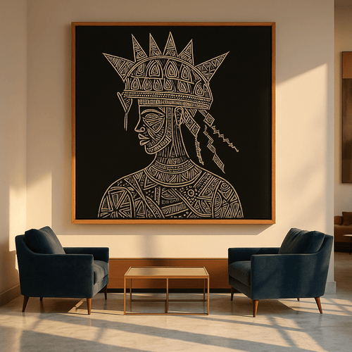 Canvas Print : Tribal African Portrait – African Portrait on Canvas modern abstract canvas wall art by Rossetti Art – luxury interior design artwork for living room, bedroom, office – african portrait canvas print african royalty canvas print afrocentric wall decor