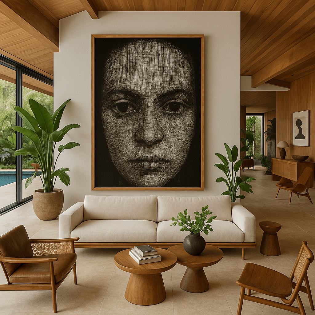 Canvas Print: Tribal Stare Triptych – Bold Modern Wall Art Set of 3 modern abstract canvas wall art by Rossetti Art – luxury interior design artwork for living room, bedroom, office – 3 piece black and white wall art 3 piece wall art for living room black and white 3 piece wall art