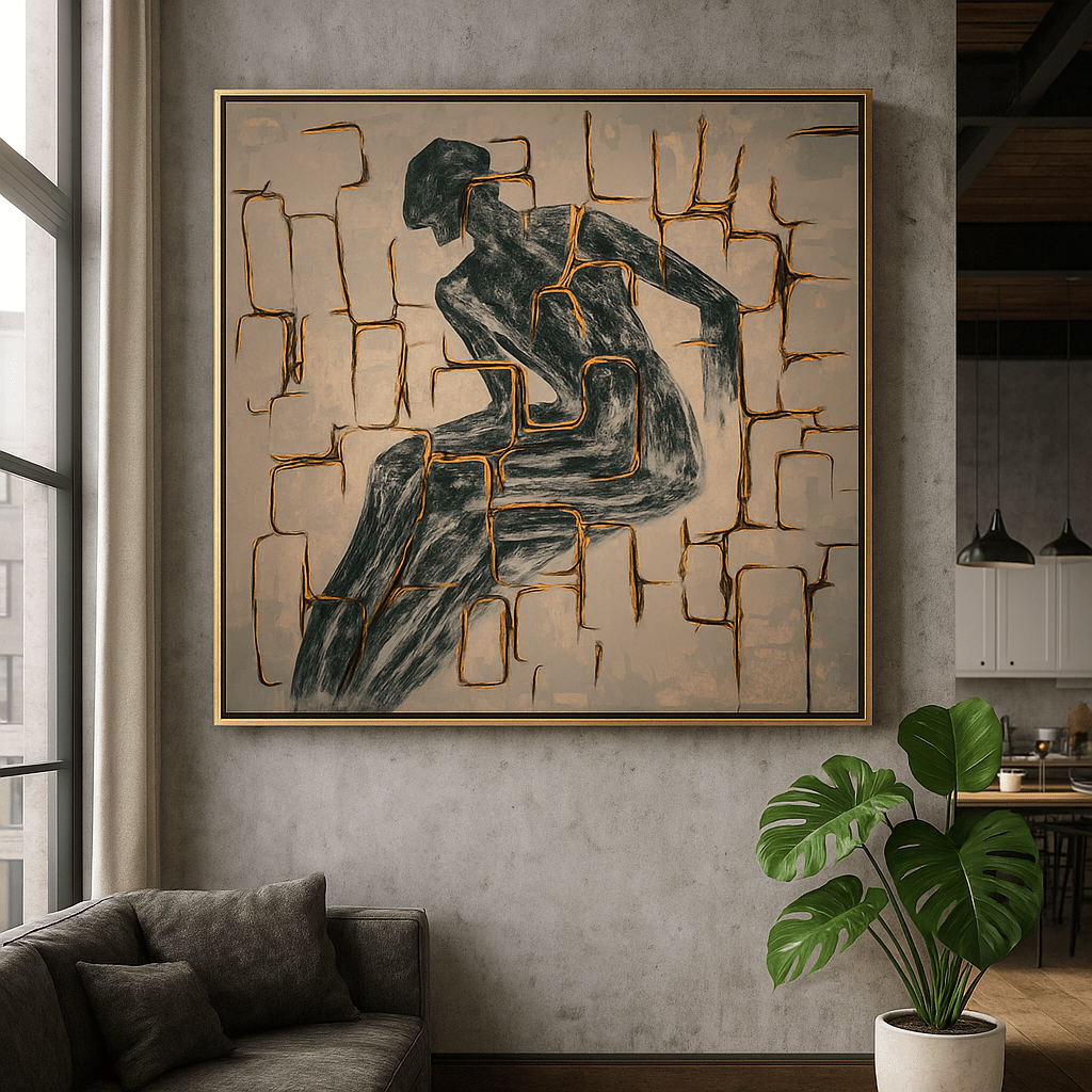 Canvas Print : Urban Contour – Abstract Figure Wall Art for Industrial Spaces - Chiara Rossetti