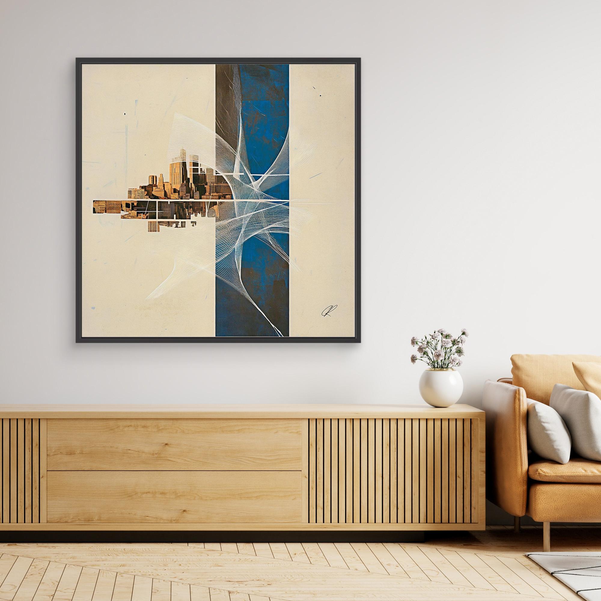 Canvas Print: Urban Echo Fragment – Abstract Skyline Art modern abstract canvas wall art by Rossetti Art – luxury interior design artwork for living room, bedroom, office – Abstract Skyline Painting Architectural Wall Decor Contemporary Cityscape Canvas