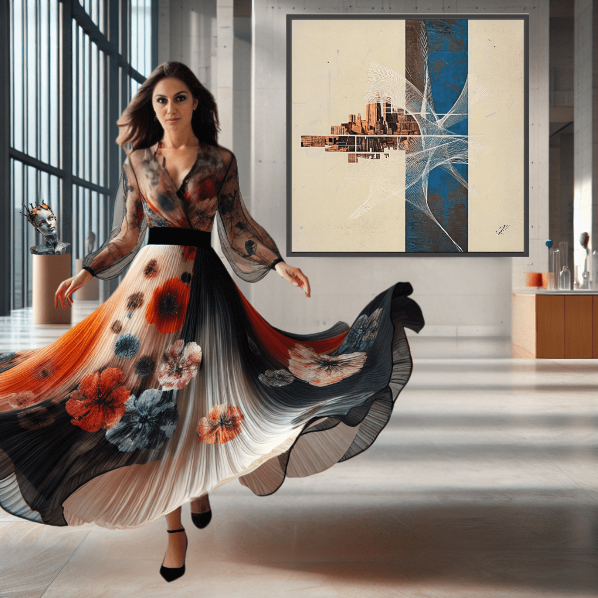 Canvas Print: Urban Echo Fragment – Abstract Skyline Art modern abstract canvas wall art by Rossetti Art – luxury interior design artwork for living room, bedroom, office – Abstract Skyline Painting Architectural Wall Decor Contemporary Cityscape Canvas