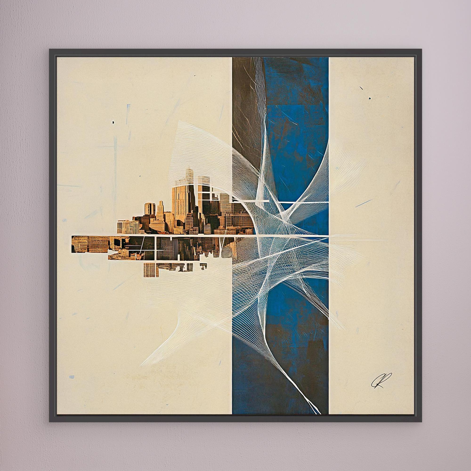 Canvas Print: Urban Echo Fragment – Abstract Skyline Art modern abstract canvas wall art by Rossetti Art – luxury interior design artwork for living room, bedroom, office – Abstract Skyline Painting Architectural Wall Decor Contemporary Cityscape Canvas