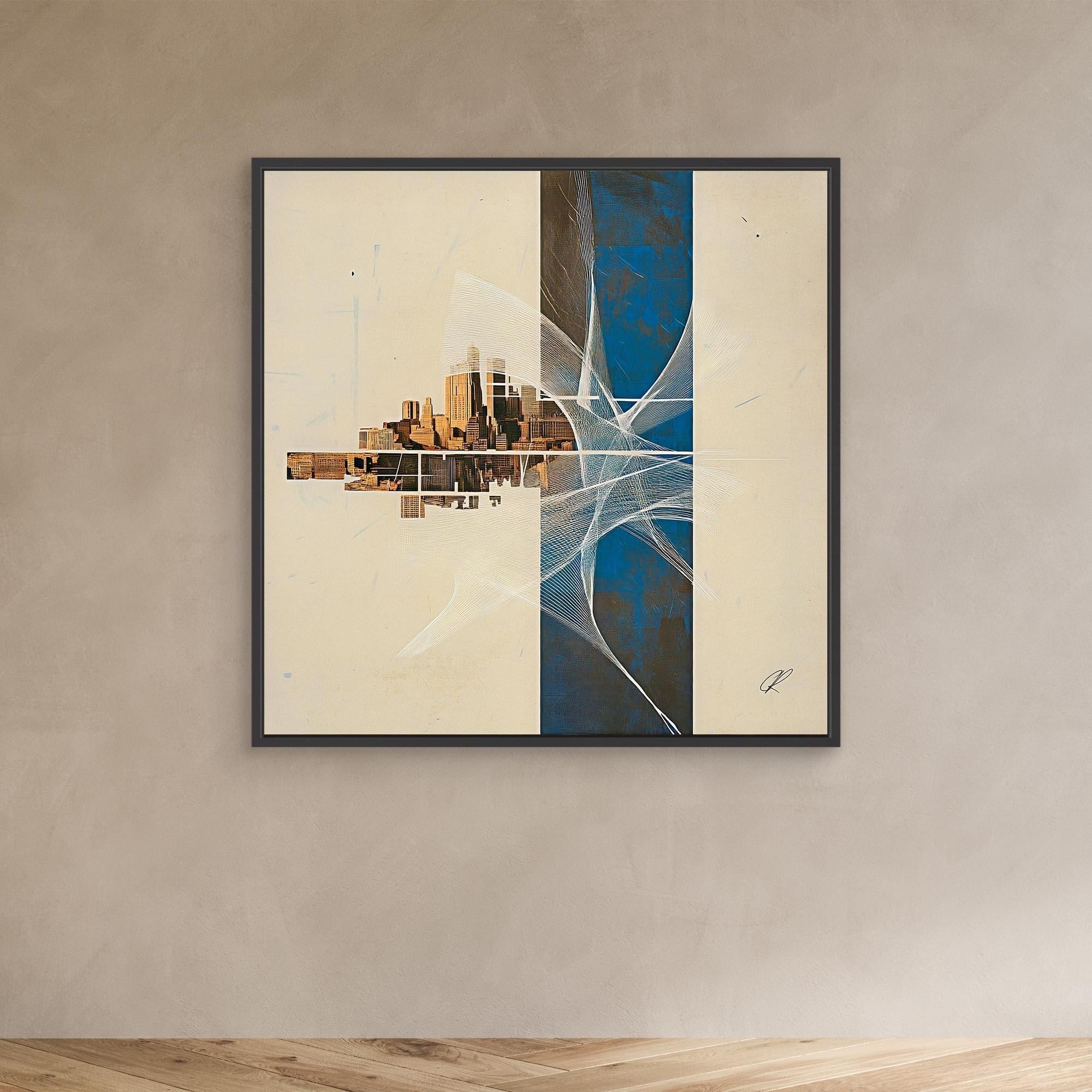 Canvas Print: Urban Echo Fragment – Abstract Skyline Art modern abstract canvas wall art by Rossetti Art – luxury interior design artwork for living room, bedroom, office – Abstract Skyline Painting Architectural Wall Decor Contemporary Cityscape Canvas