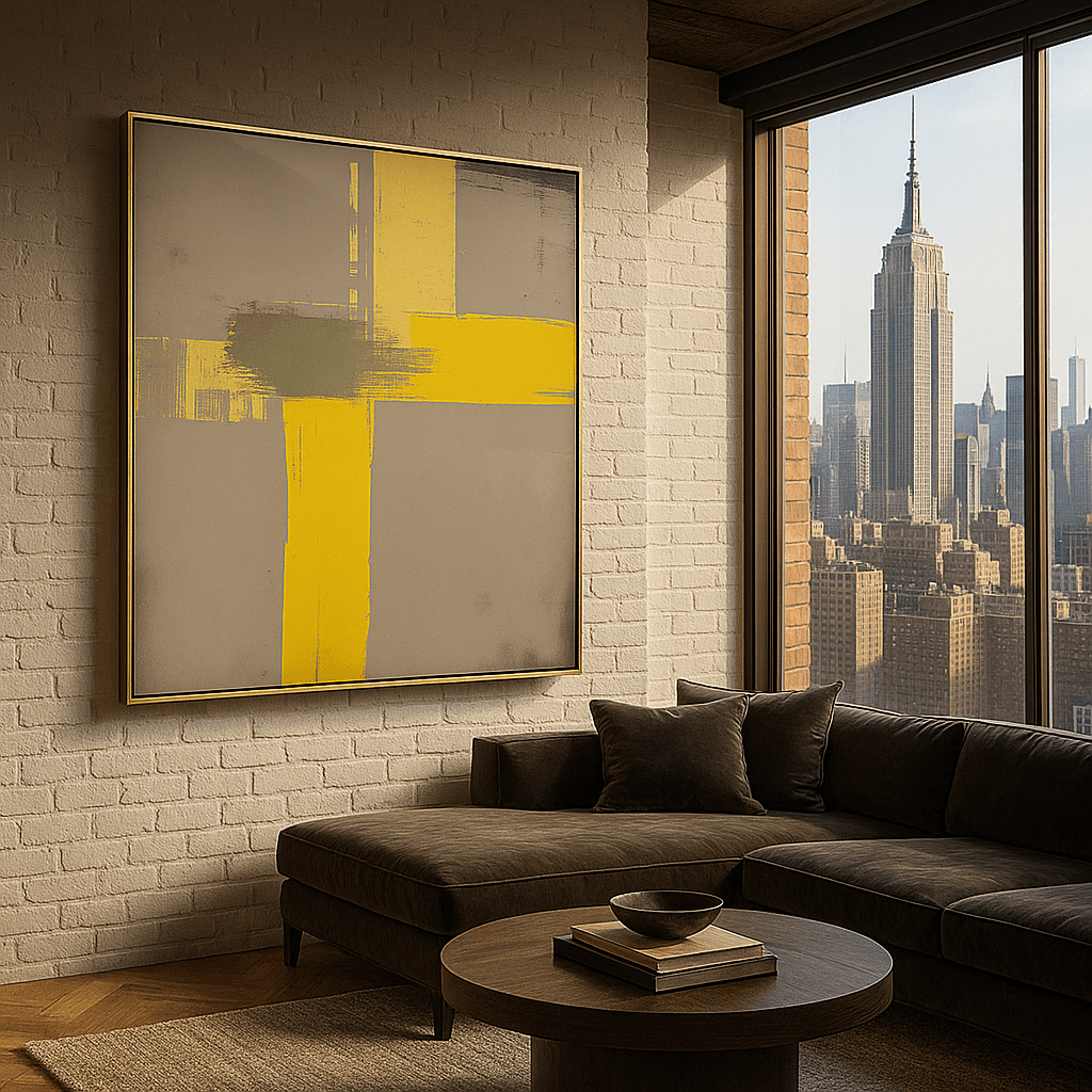 Canvas Print: Urban Radiance – Abstract Geometric Canvas Print | Modern Industrial Wall Art by Chiara Rossetti modern abstract canvas wall art by Rossetti Art – luxury interior design artwork for living room, bedroom, office – abstract wall art canvas print art Chiara Rossetti