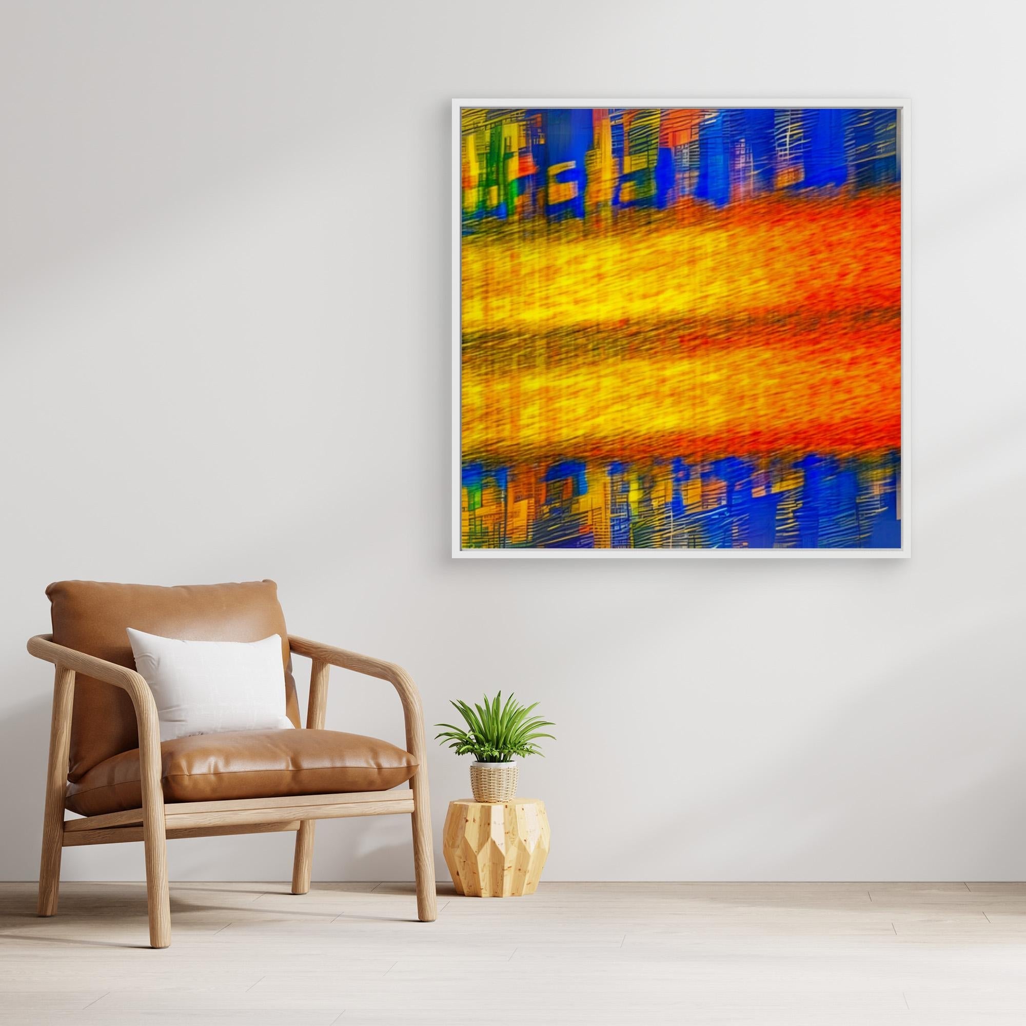 Canvas Print: Urban Sunrise - Vibrant Abstract Art modern abstract canvas wall art by Rossetti Art – luxury interior design artwork for living room, bedroom, office – Abstract Color Art Bold Interior Design Contemporary Art for Sale