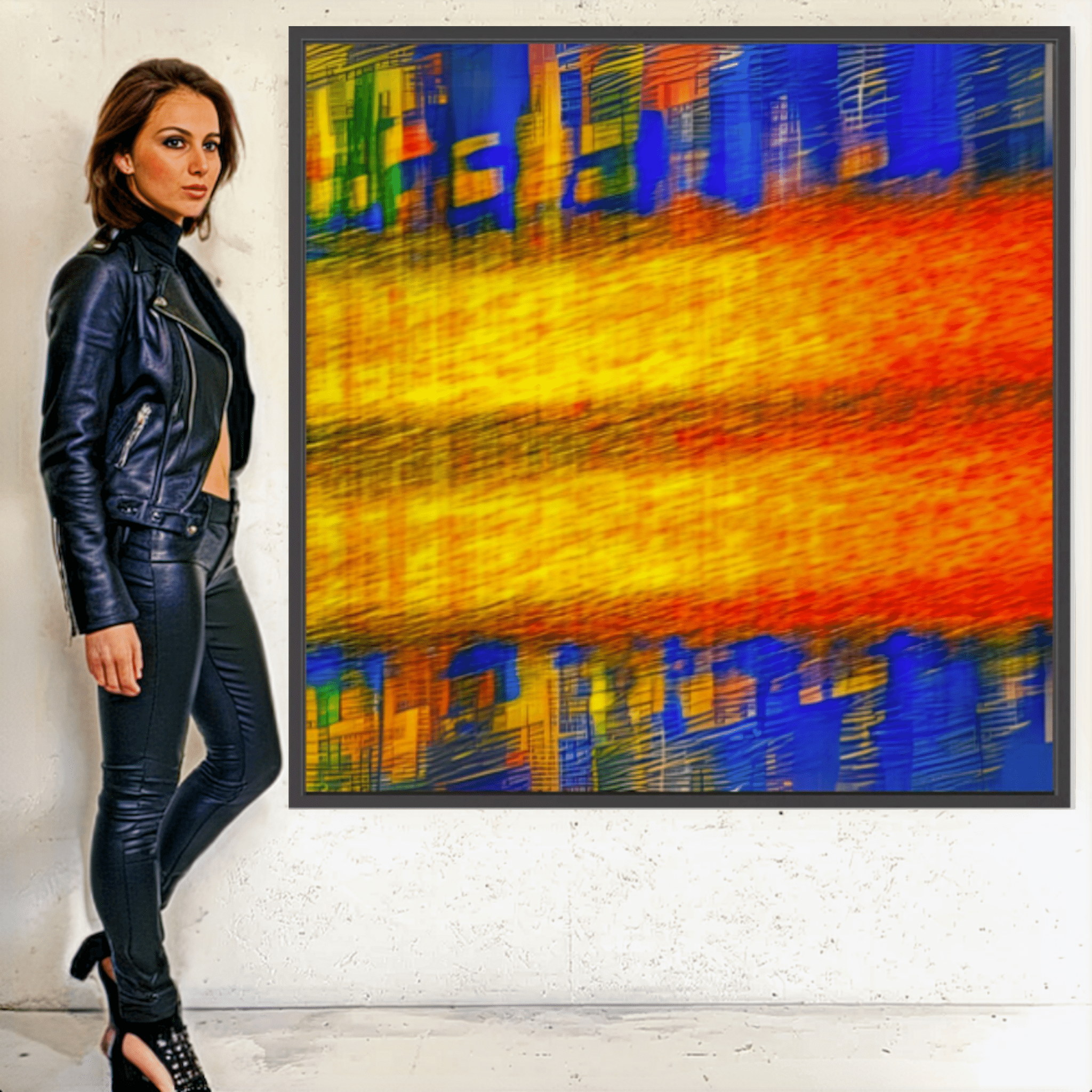 Canvas Print: Urban Sunrise - Vibrant Abstract Art modern abstract canvas wall art by Rossetti Art – luxury interior design artwork for living room, bedroom, office – Abstract Color Art Bold Interior Design Contemporary Art for Sale