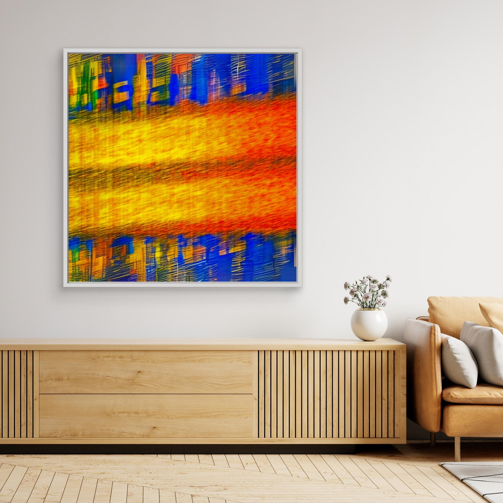 Canvas Print: Urban Sunrise - Vibrant Abstract Art modern abstract canvas wall art by Rossetti Art – luxury interior design artwork for living room, bedroom, office – Abstract Color Art Bold Interior Design Contemporary Art for Sale