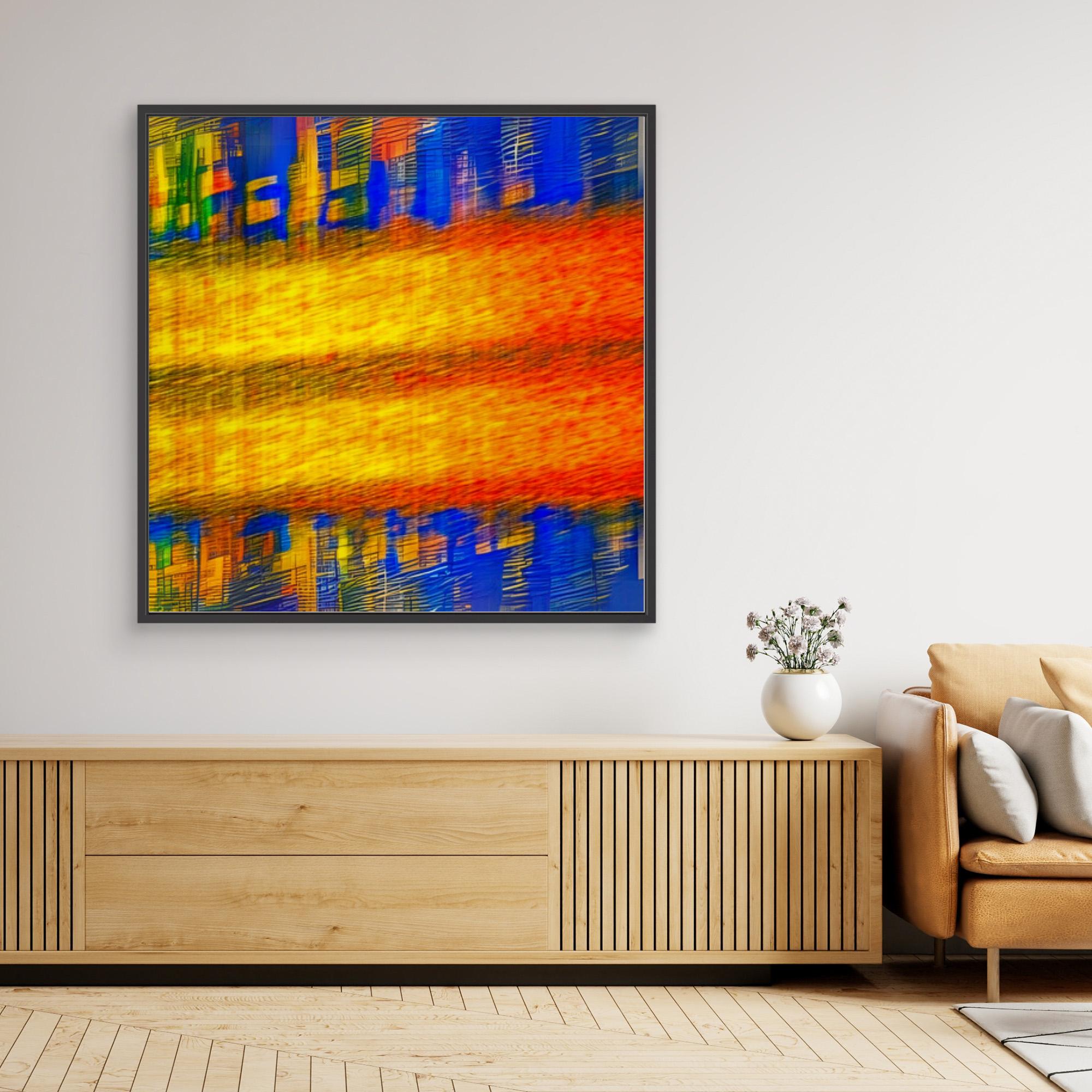 Canvas Print: Urban Sunrise - Vibrant Abstract Art modern abstract canvas wall art by Rossetti Art – luxury interior design artwork for living room, bedroom, office – Abstract Color Art Bold Interior Design Contemporary Art for Sale