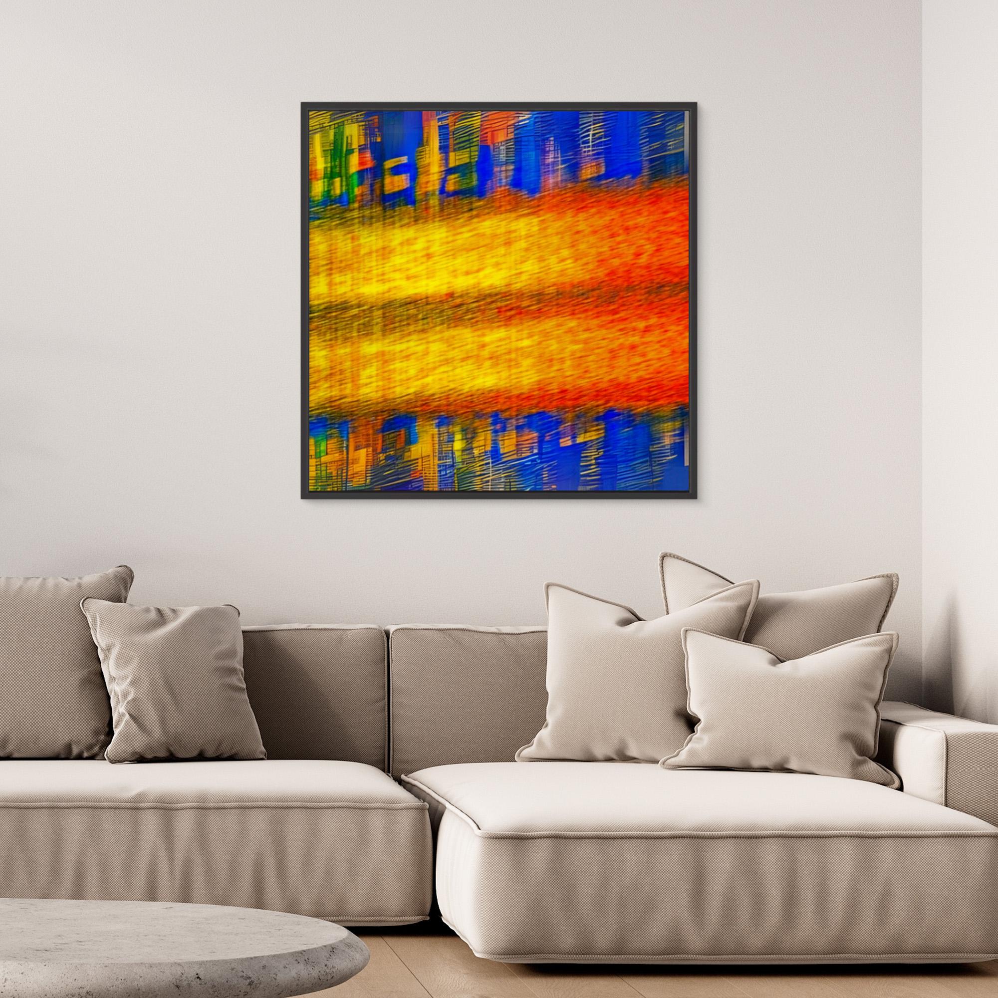 Canvas Print: Urban Sunrise - Vibrant Abstract Art modern abstract canvas wall art by Rossetti Art – luxury interior design artwork for living room, bedroom, office – Abstract Color Art Bold Interior Design Contemporary Art for Sale