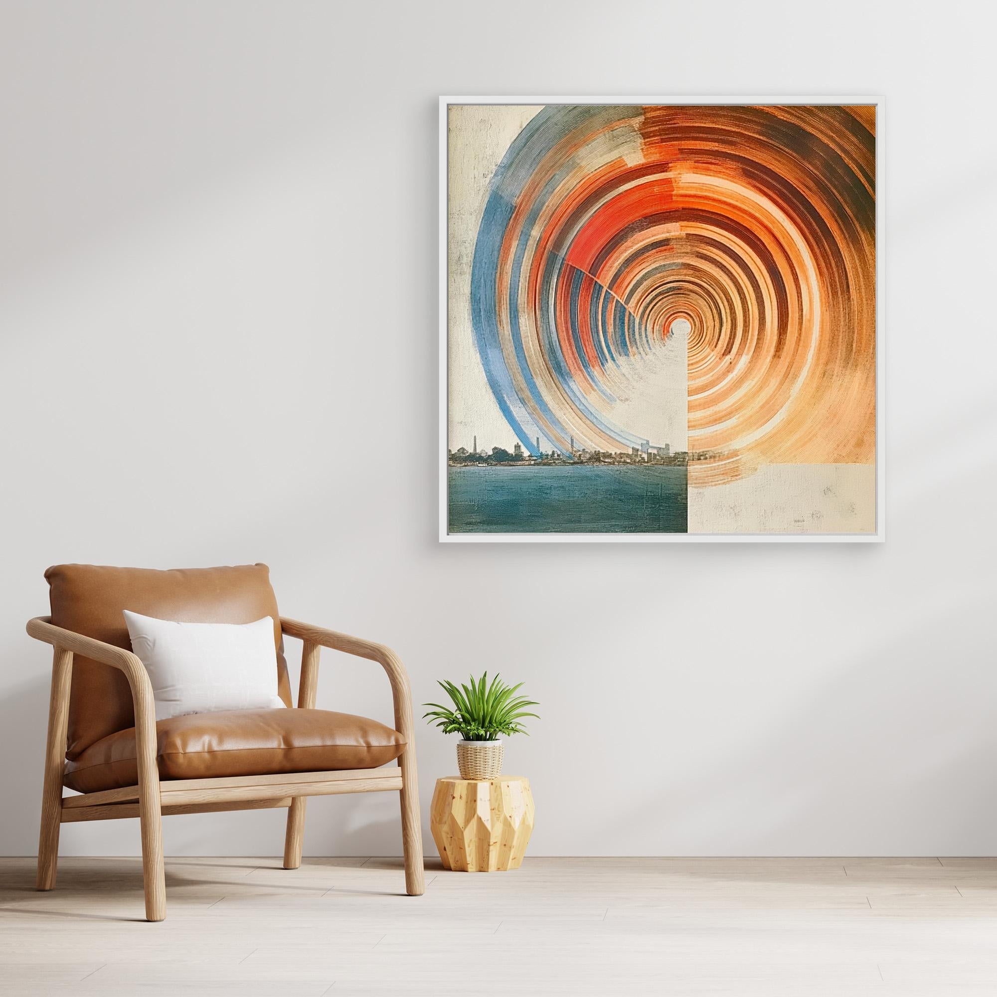 Canvas Print: "Urban Vortex" – Abstract Cityscape & Geometric Motion Art modern abstract canvas wall art by Rossetti Art – luxury interior design artwork for living room, bedroom, office – Contemporary Abstract Design Contemporary Art for Sale contemporary art piece