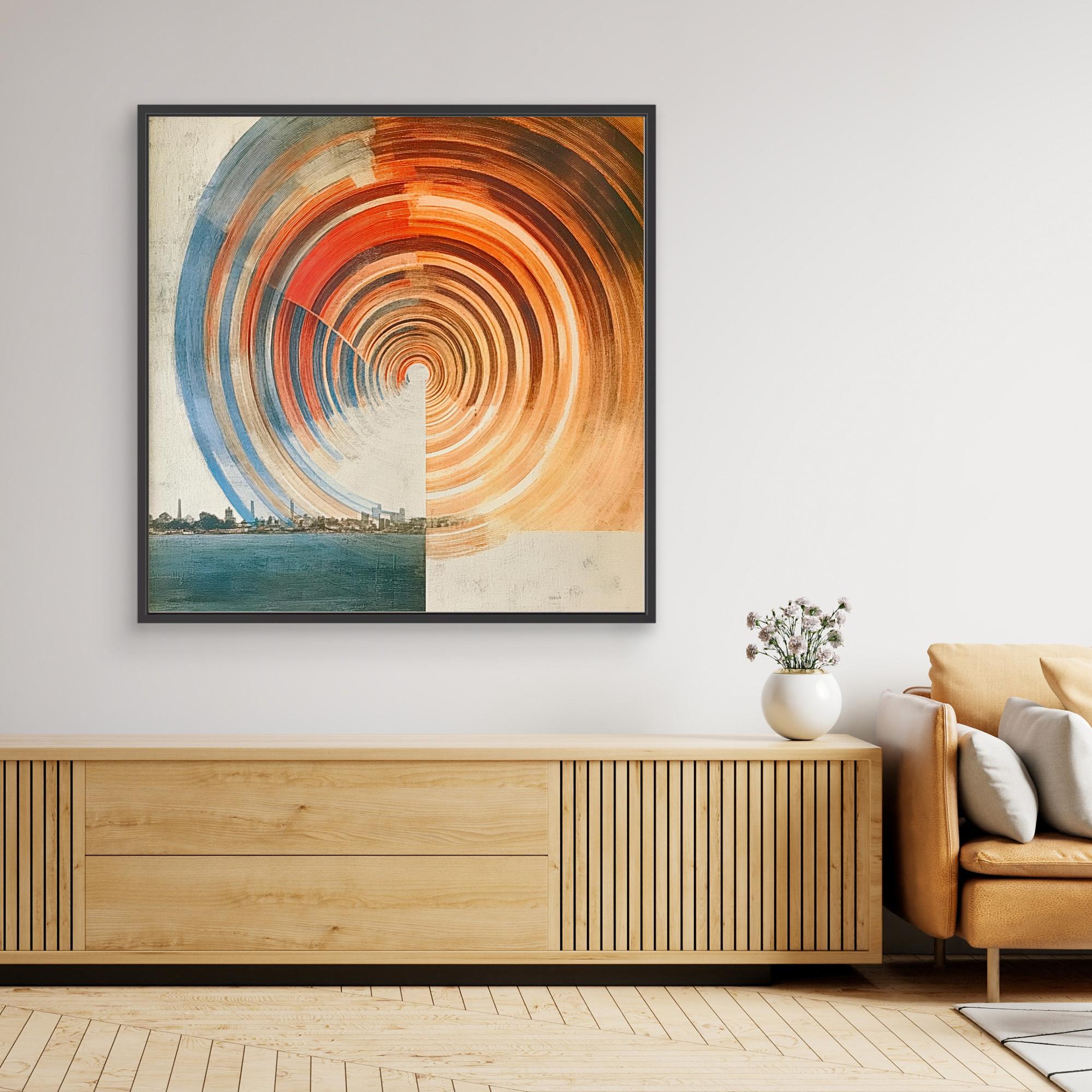 Canvas Print: "Urban Vortex" – Abstract Cityscape & Geometric Motion Art modern abstract canvas wall art by Rossetti Art – luxury interior design artwork for living room, bedroom, office – Contemporary Abstract Design Contemporary Art for Sale contemporary art piece